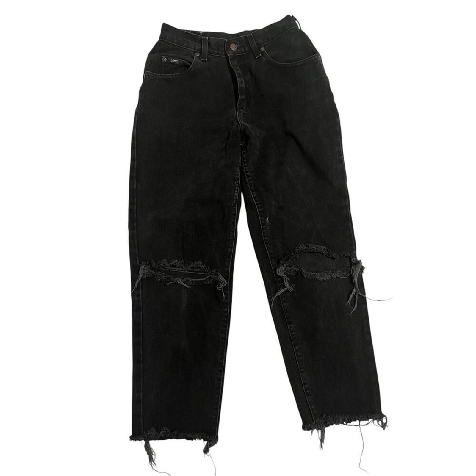 Lee Lee Women Black Jeans Sz 6P Moms Jeans Pre Owned Vtg Size 28" / US 6 / IT 42 - 2 Thumbnail