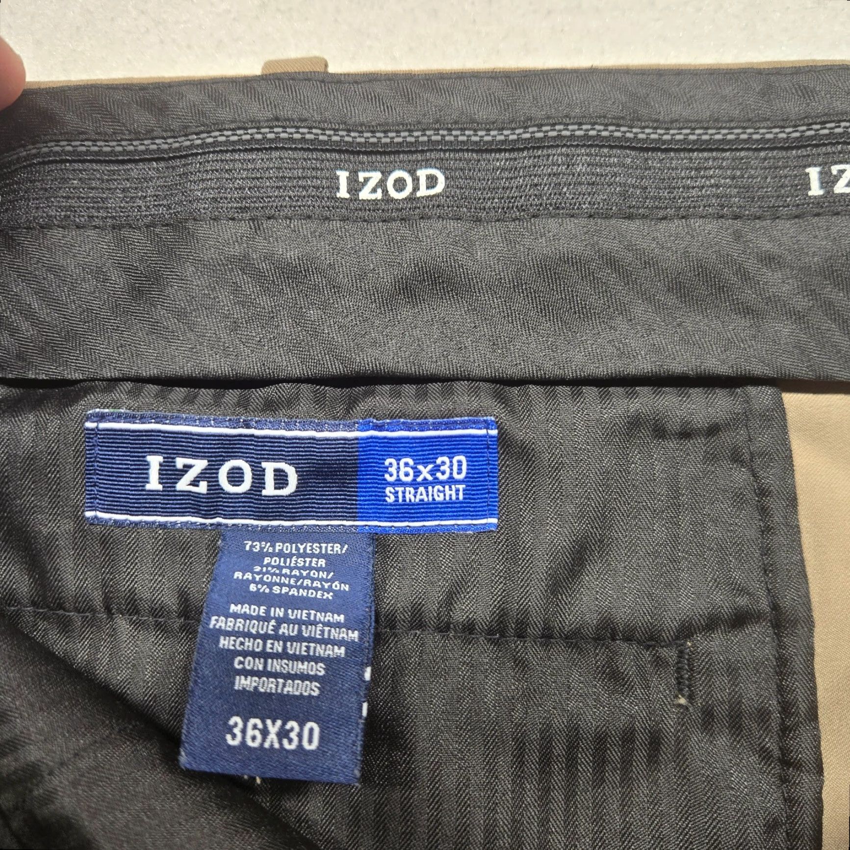 Izod Izod Golf Pants Men's 36 x 30 Tan Lightweight Performance Flat Front Size US 36 / EU 52 - 3 Thumbnail
