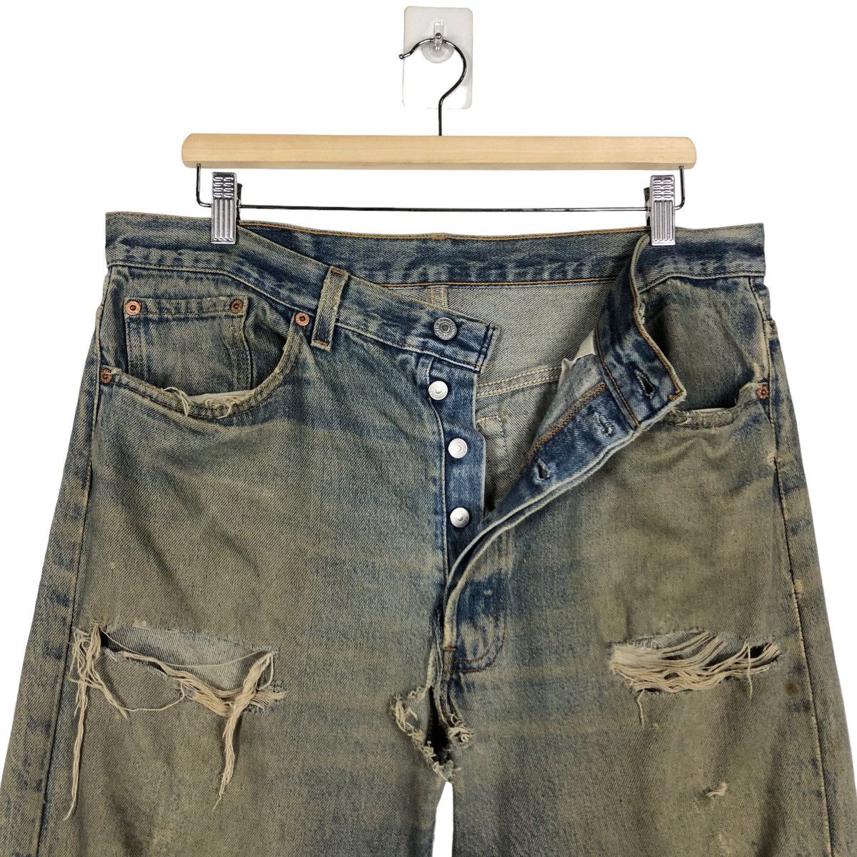 Levi's Vintage Clothing 🔥80’s Vintage Selvedges Distressed Denim Jeans Levi’s 501 Size US 36 / EU 52 - 11 Thumbnail