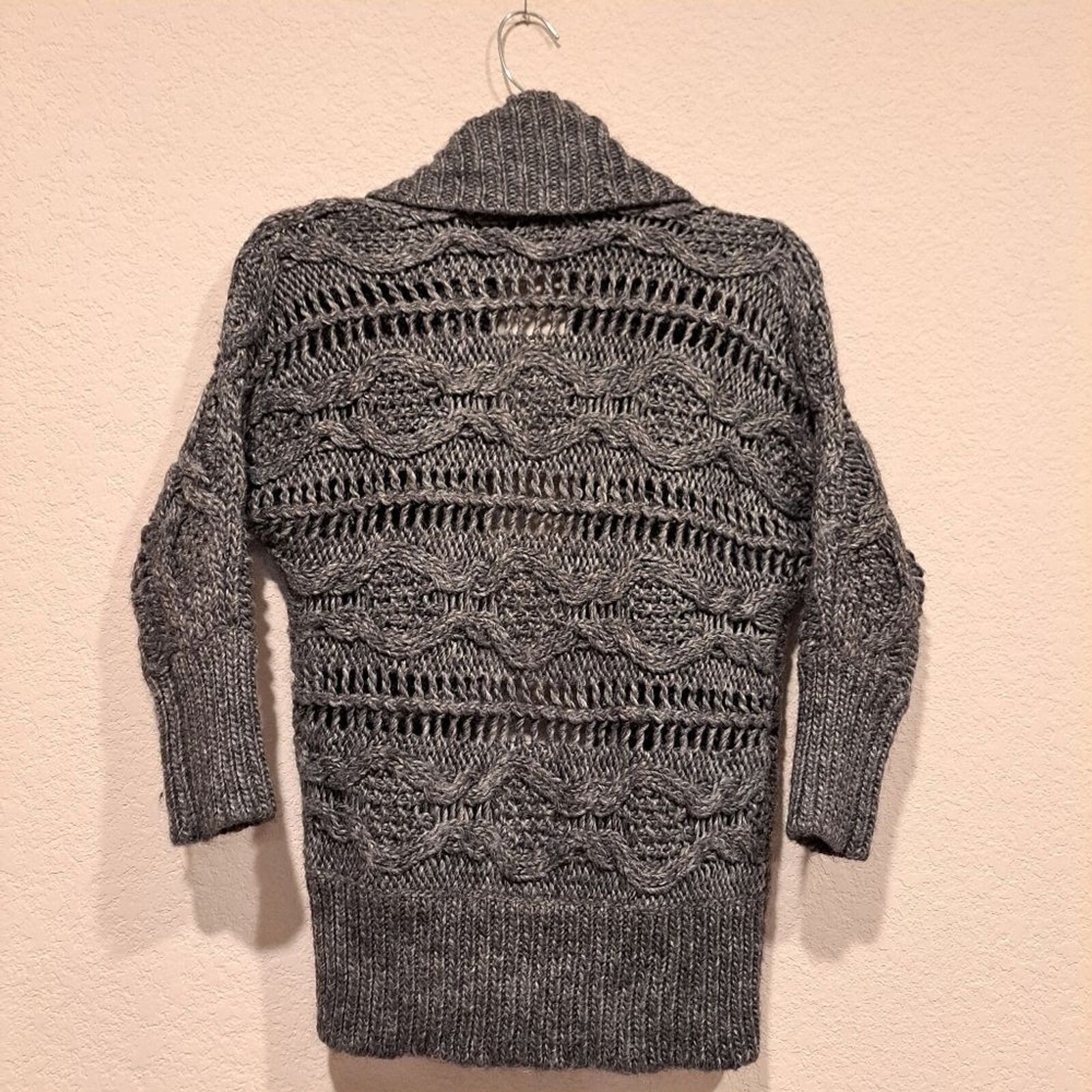 Express Express Y2K wool blend cable knit gray cardigan sweater XS Size XS / US 0-2 / IT 36-38 - 3 Thumbnail