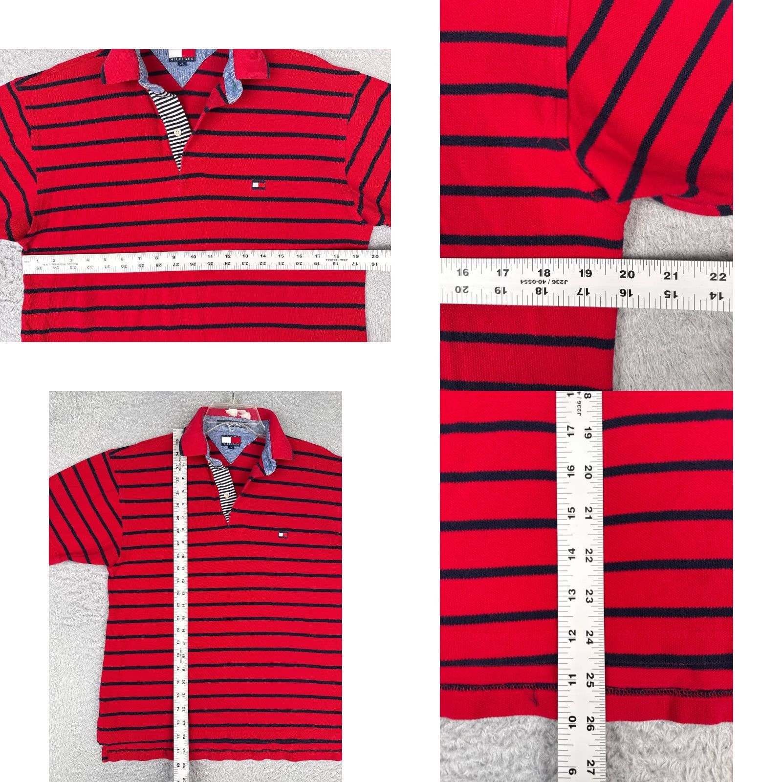 Tommy Hilfiger Tommy Hilfiger Polo Shirt Men Small Red Stripe 100% Cotton Short Sleeve Slimming Size US S / EU 44-46 / 1 - 8 Thumbnail