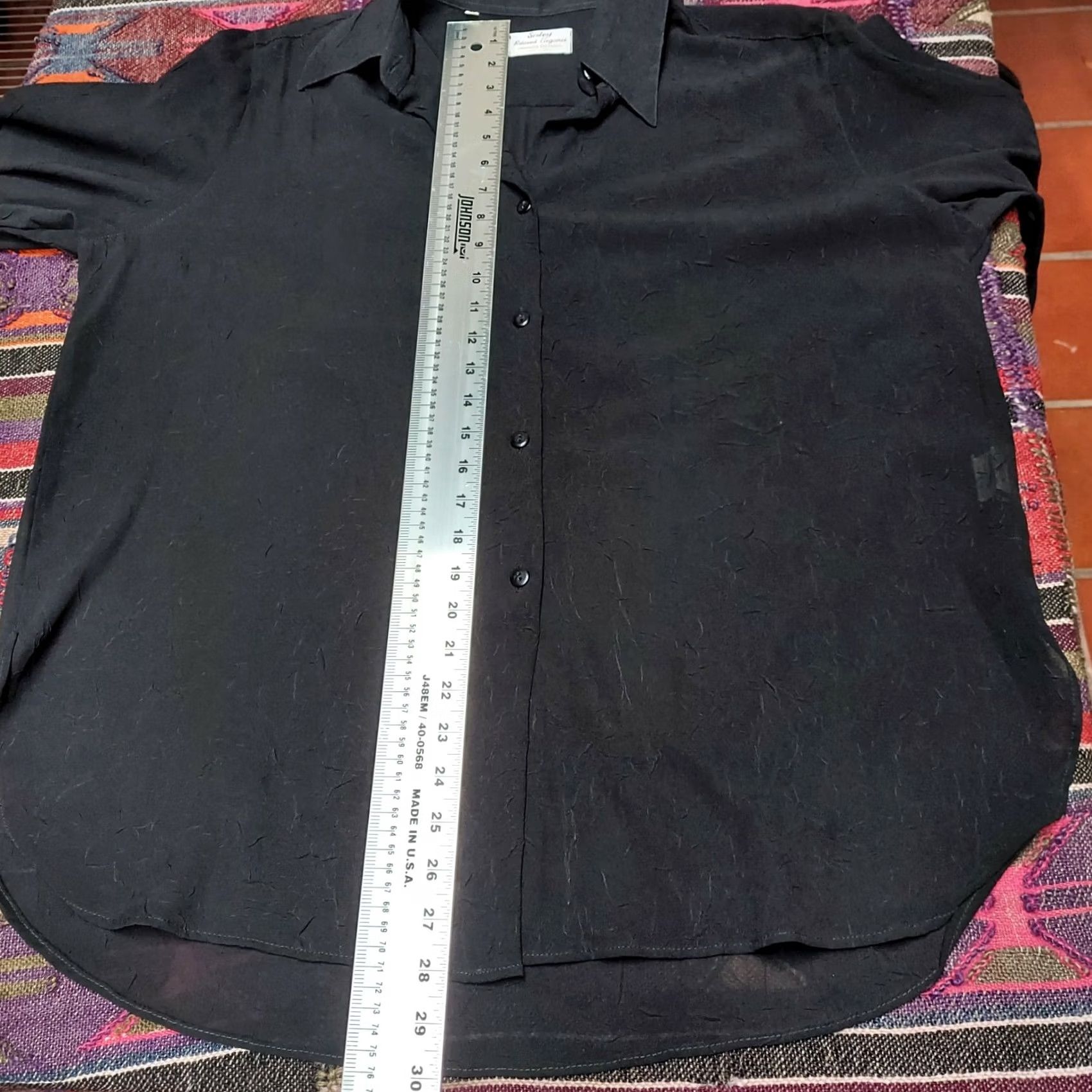 Sisley Sisley Relaxed Elegance Made in Italy Button Up Long Sleeve Sheer Blouse Sz 48 Black Size XL / US 12-14 / IT 48-50 - 8 Thumbnail