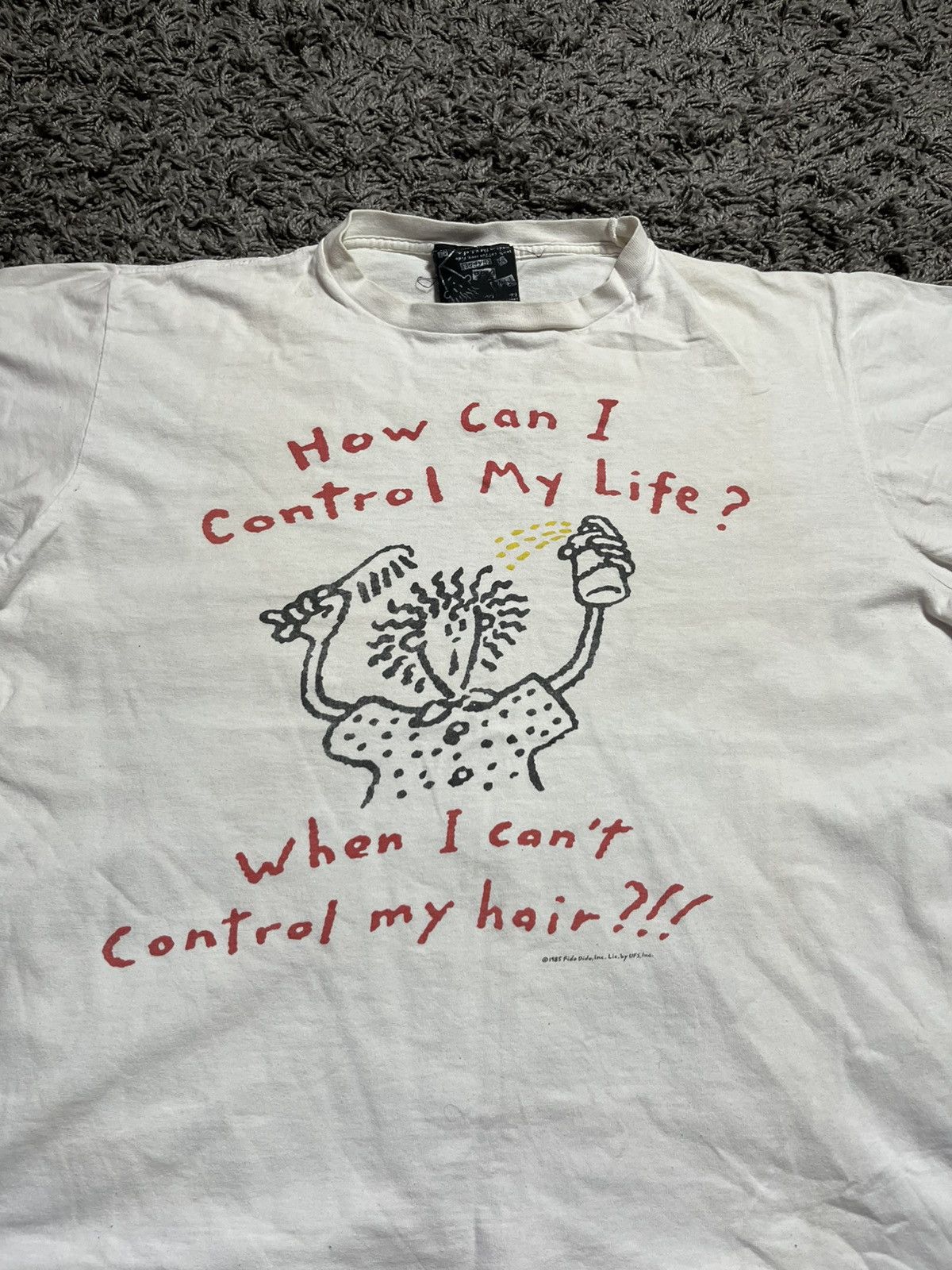 Vintage FIDO DIDO VNTG 1980’s “HOW CAN I CONTROL MY LIFE” COTTON TEE Size US XL / EU 56 / 4 - 2 Thumbnail