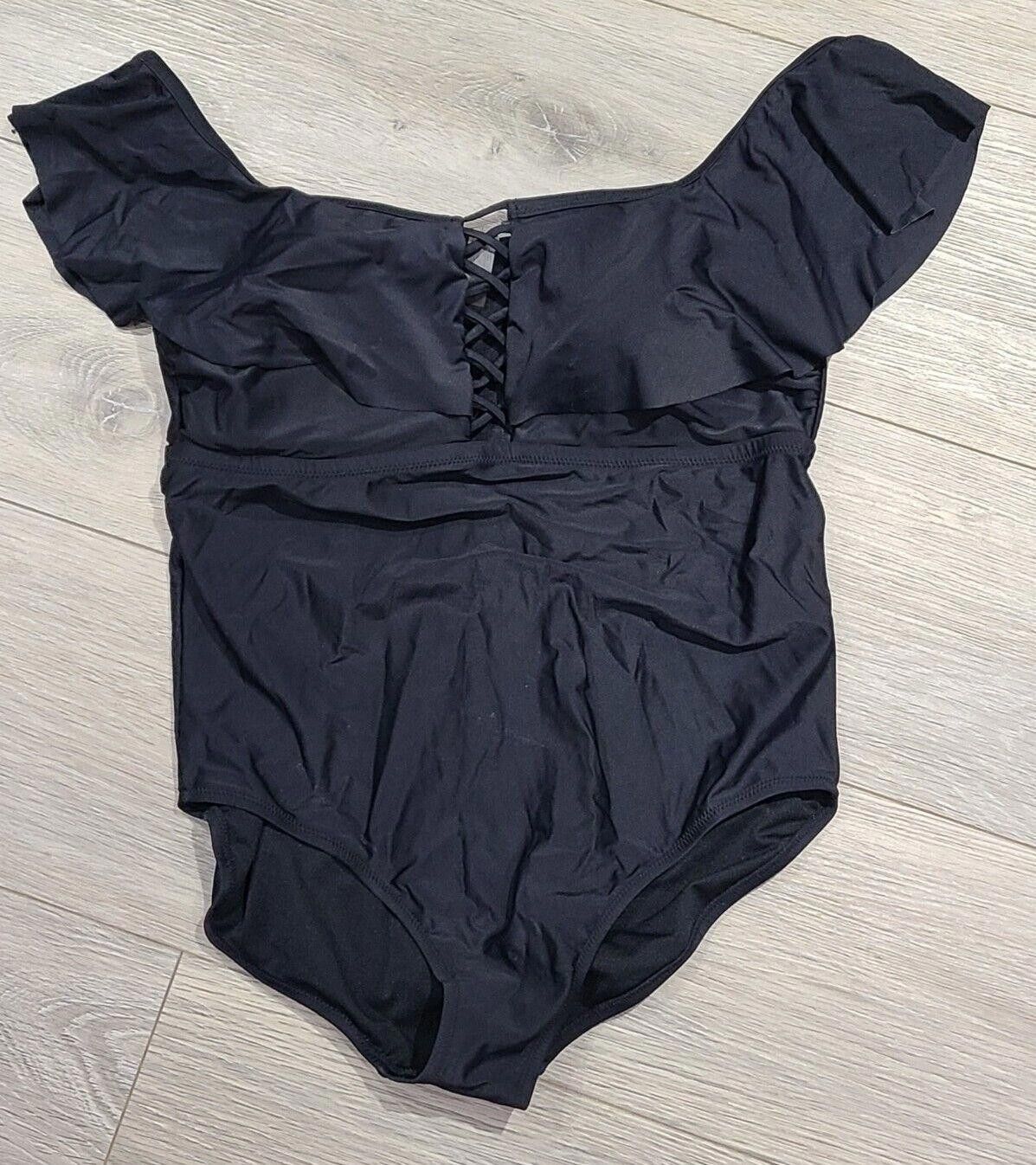 Designer Raisins curve plus swimwear 16w black off the shoulder one Size ONE SIZE - 1 Thumbnail