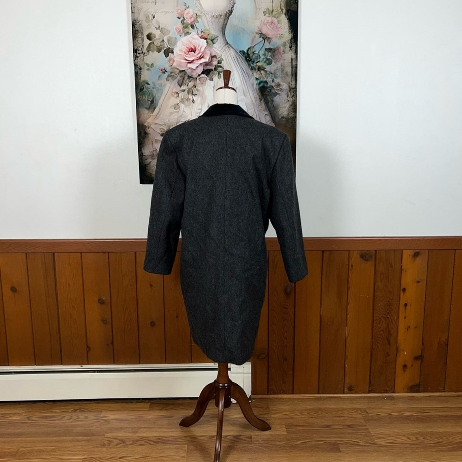 Vintage Awesome Vintage 90s David Benjamin Velvet Trim Wool Coat! Size XL / US 12-14 / IT 48-50 - 6 Thumbnail