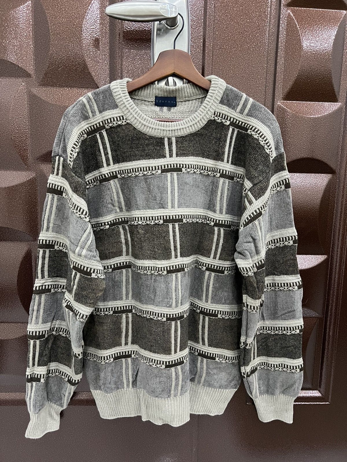 Japanese Brand ADEROS Textured Checkered Knit Sweater Retro Pullover Size US M / EU 48-50 / 2 - 2 Thumbnail