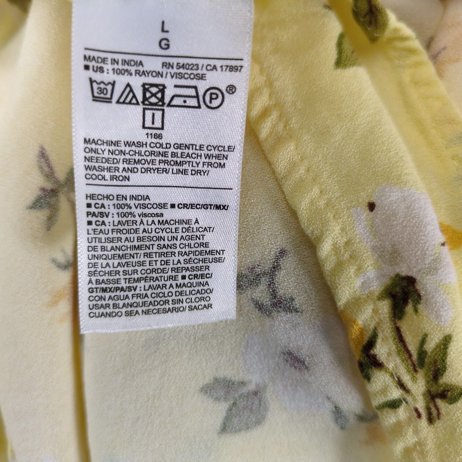 Old Navy Old Navy Yellow Floral Rayon Dress Sz L Knee Length Pockets Size L / US 10 / IT 46 - 6 Thumbnail