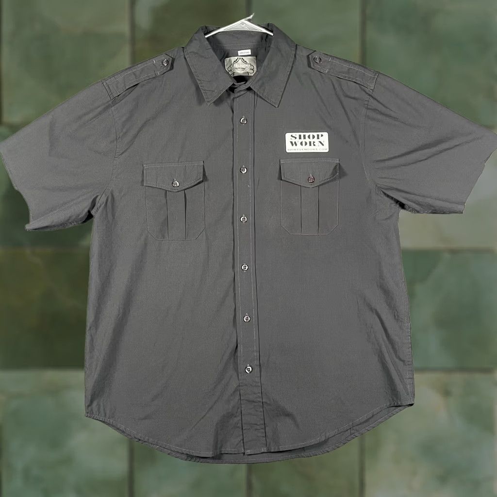 Vintage Bruno Lady Luck Pin-Up Work Shirt Mens XL Charcoal Short Sleeve Button Up Graphic Size US XL / EU 56 / 4 - 1 Thumbnail