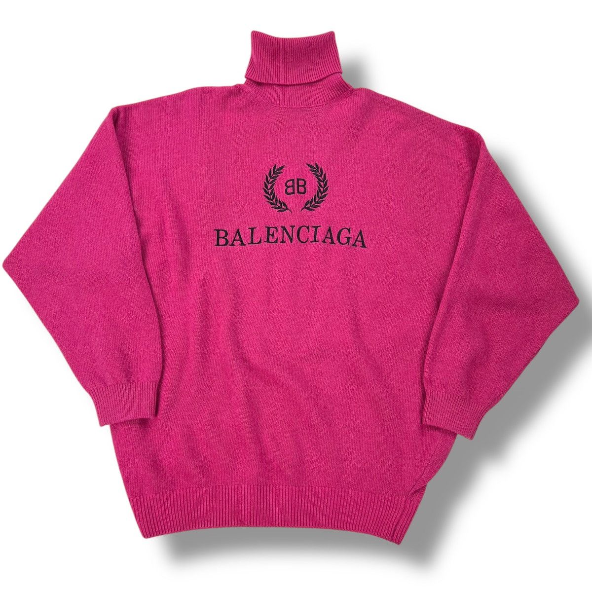Balenciaga Balenciaga BB Crest Pink Turtle Neck Sweater Size US L / EU 52-54 / 3 - 2 Thumbnail