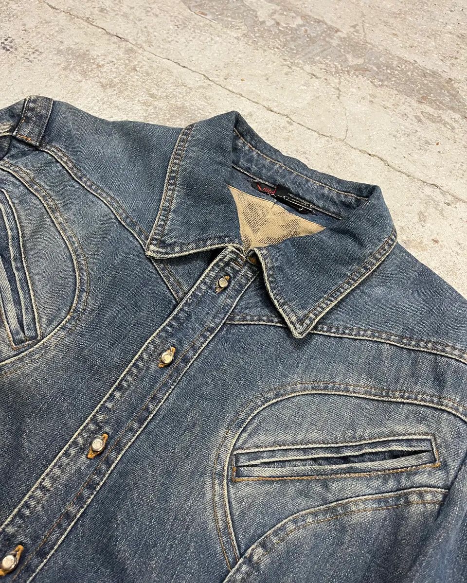 Roberto Cavalli SS2002 Roberto Cavalli Structured Laced Arm Blue Denim Jacket Size US M / EU 48-50 / 2 - 5 Thumbnail