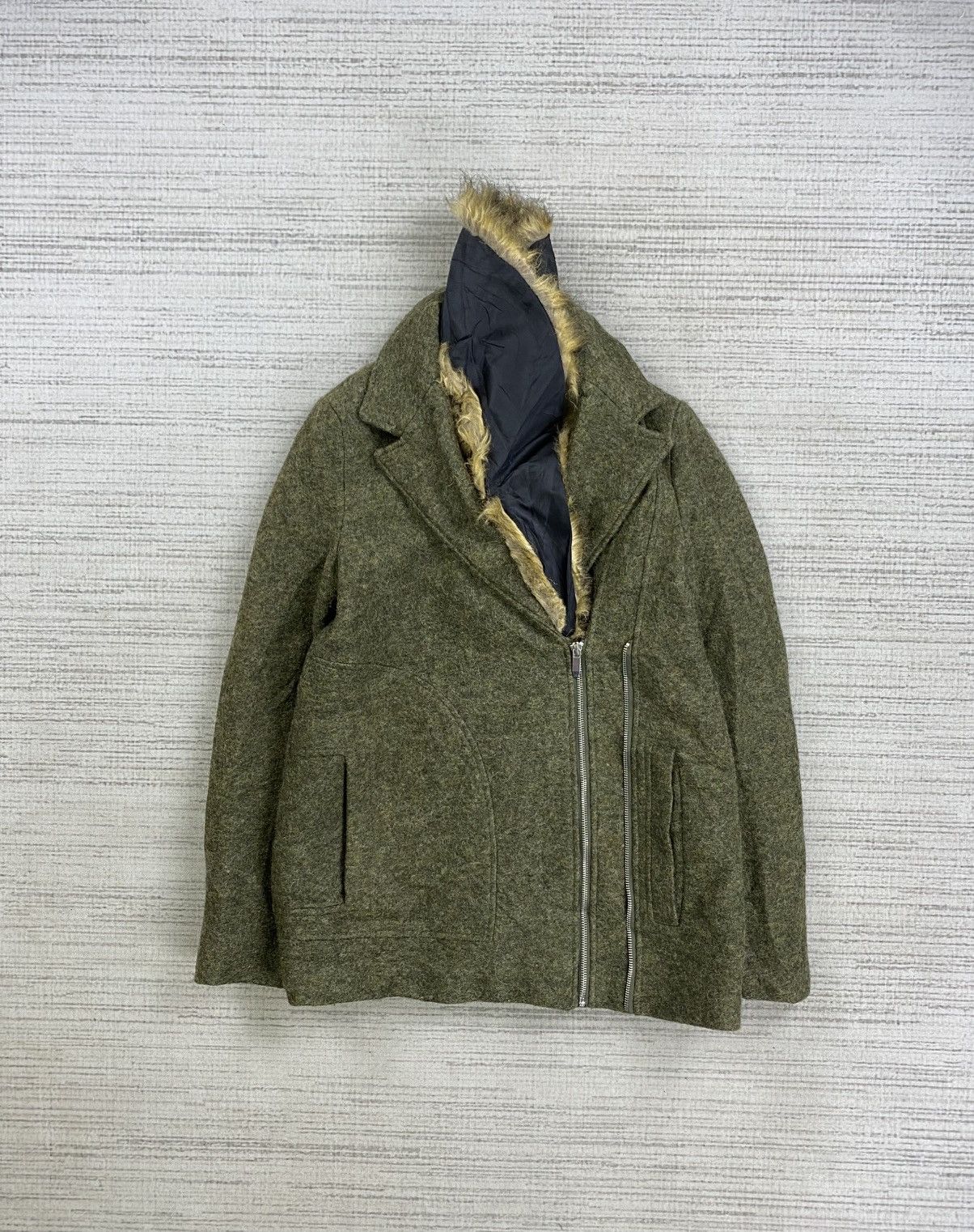 Japanese Brand × Vintage × Zara Vintage Trafaluc By Zara Faux Fur Wool Coat Jacket Size M / US 6-8 / IT 42-44 - 5 Thumbnail