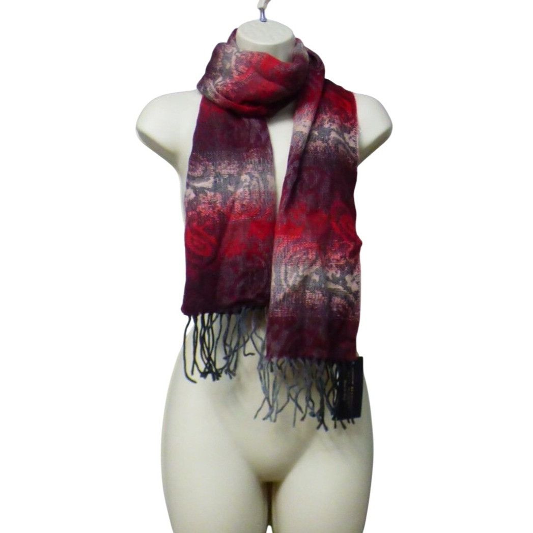 Steve Madden Steve Madden Mid Weight Ombré Paisley Scarf, 11”x 70”, Red-M Size ONE SIZE - 6 Thumbnail