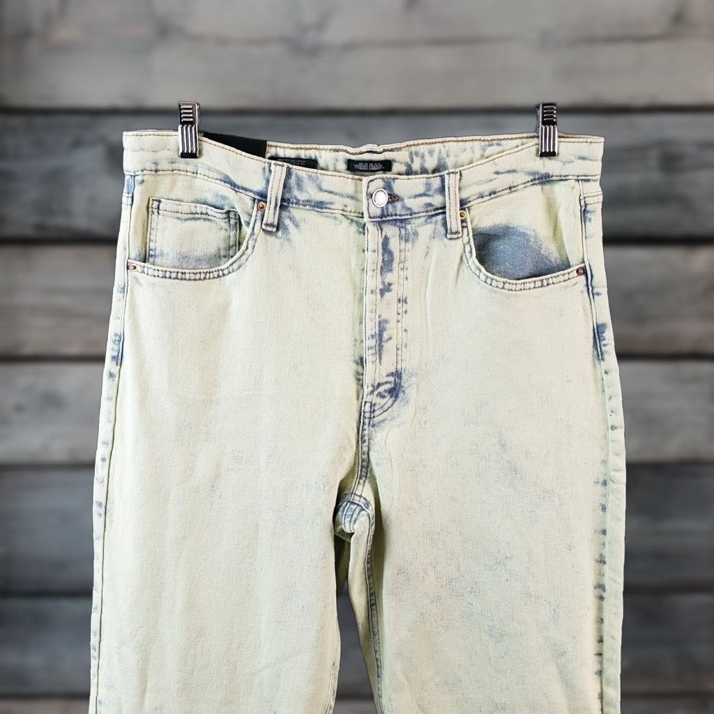 Vintage VINTAGE Wild Fable Womens Highest Rise 90s Straight Jeans Sz 14 Acid Over-Dye Lime Green Size 36" / US 14 / IT 50 - 1 Thumbnail