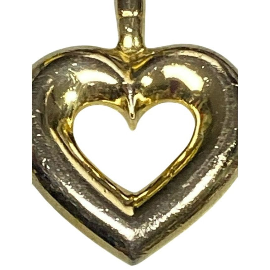 Other Vintage Gold-Tone Puffy Heart-Shaped Pendant Charm With Open Size ONE SIZE - 2 Thumbnail