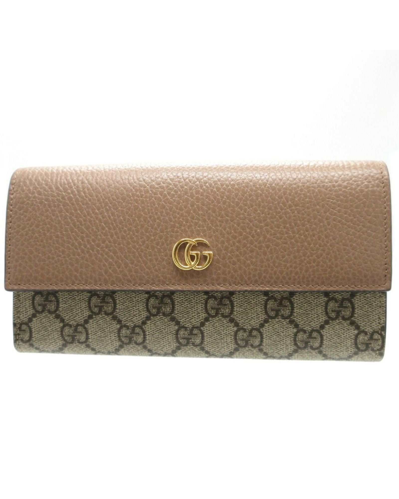 image of Gucci Supreme Leather Long Wallet in Beige, Women's