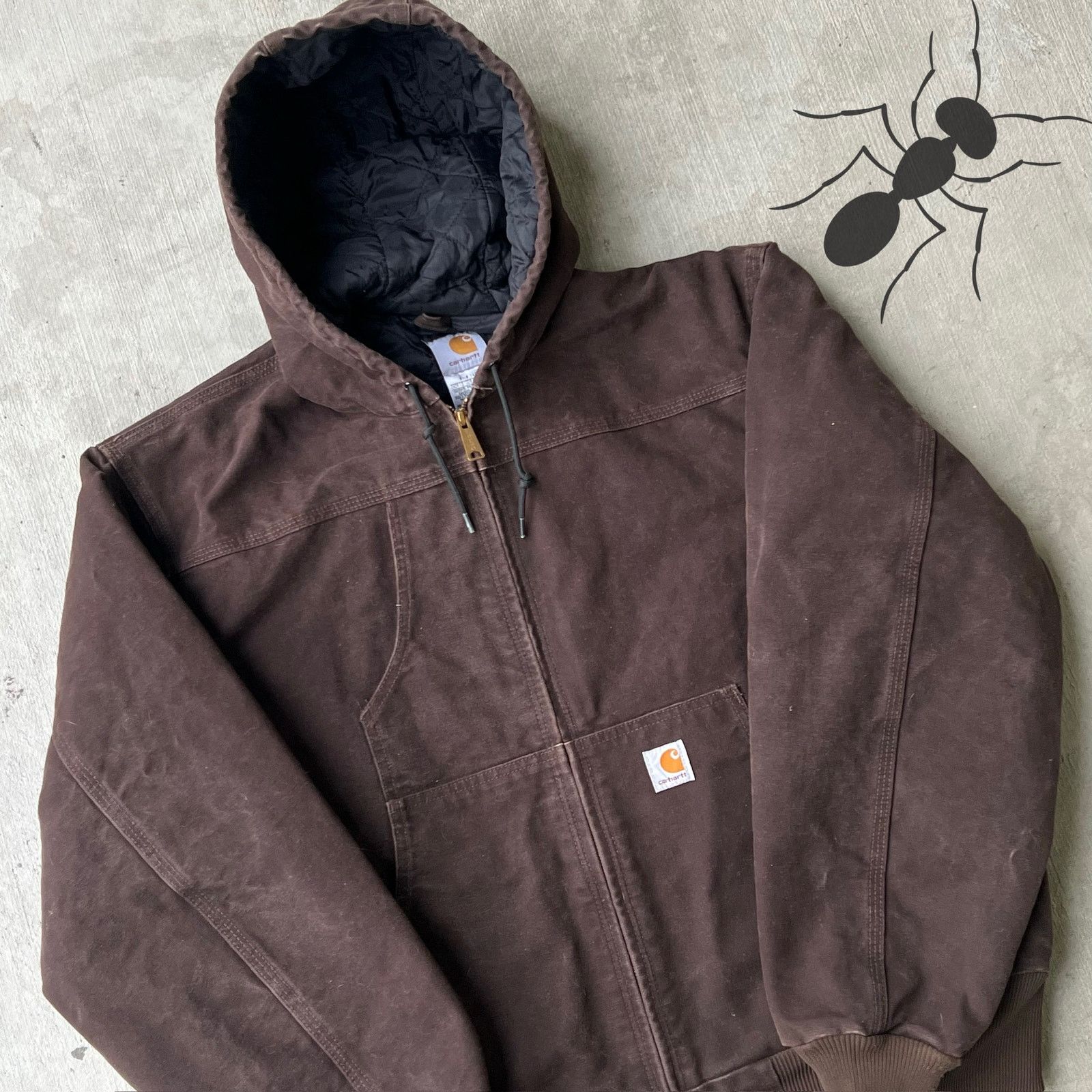 Carhartt × Vintage Carhartt J244 DKB brown hooded work wear jacket Size US L / EU 52-54 / 3 - 2 Thumbnail