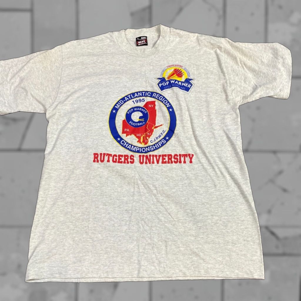 Vintage VINTAGE Rutgers University T-shirt Gray L Cheerleading Championship 1995 Double Sided Mens Womens Unisex Adults Shirt Size US L / EU 52-54 / 3 - 1 Thumbnail