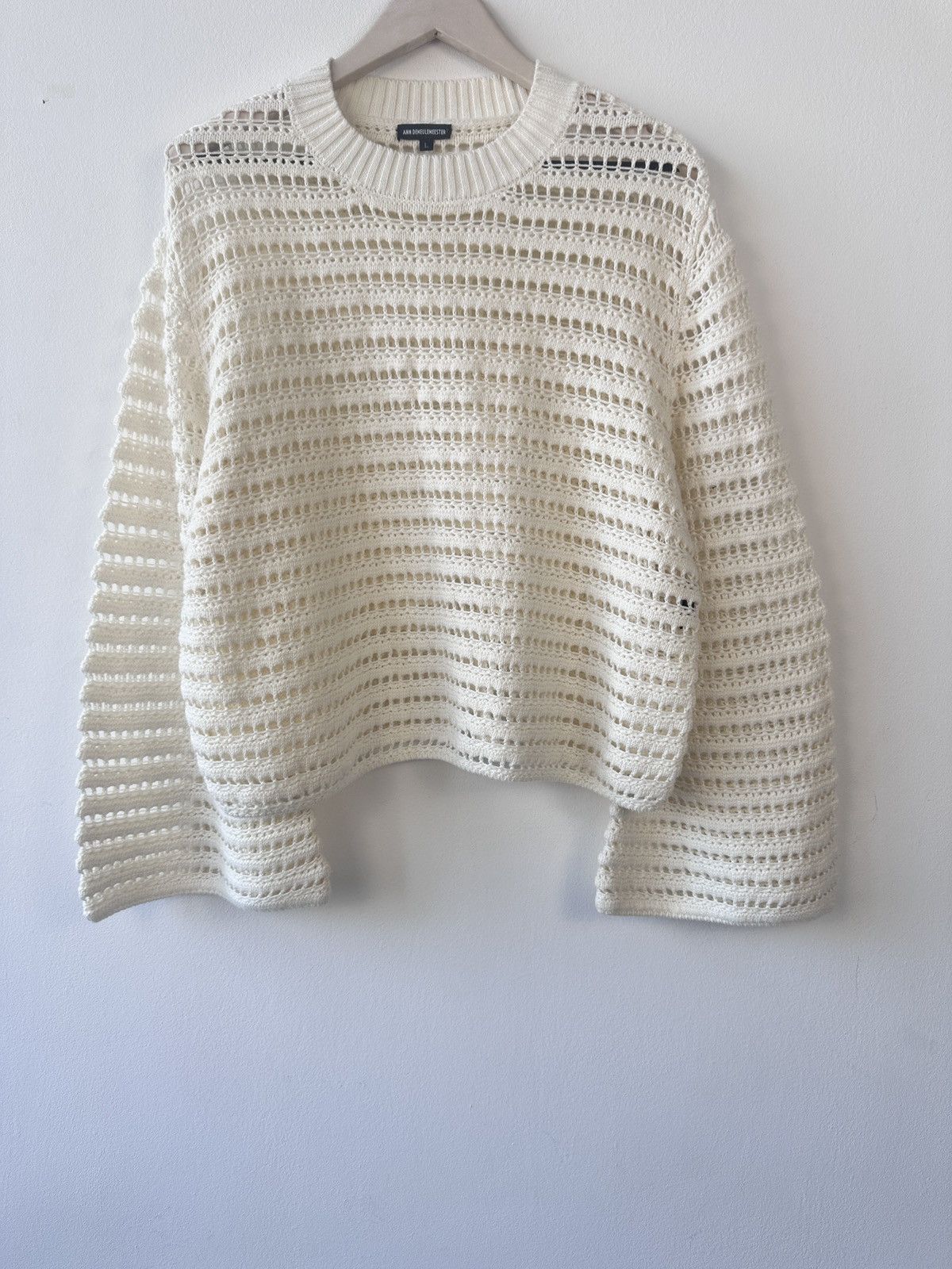 Ann Demeulemeester Ann Demeulemeester Ivory Crochet Knit Sweater L Mesh Archive Size L / US 10 / IT 46 - 5 Thumbnail