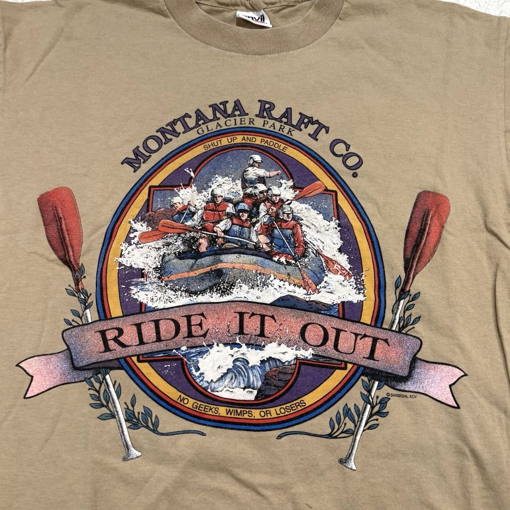 Anvil VINTAGE Montana River Rafting T-shirt 90s Single Stitch San Segal Mens L Glacier Park Size US L / EU 52-54 / 3 - 2 Thumbnail