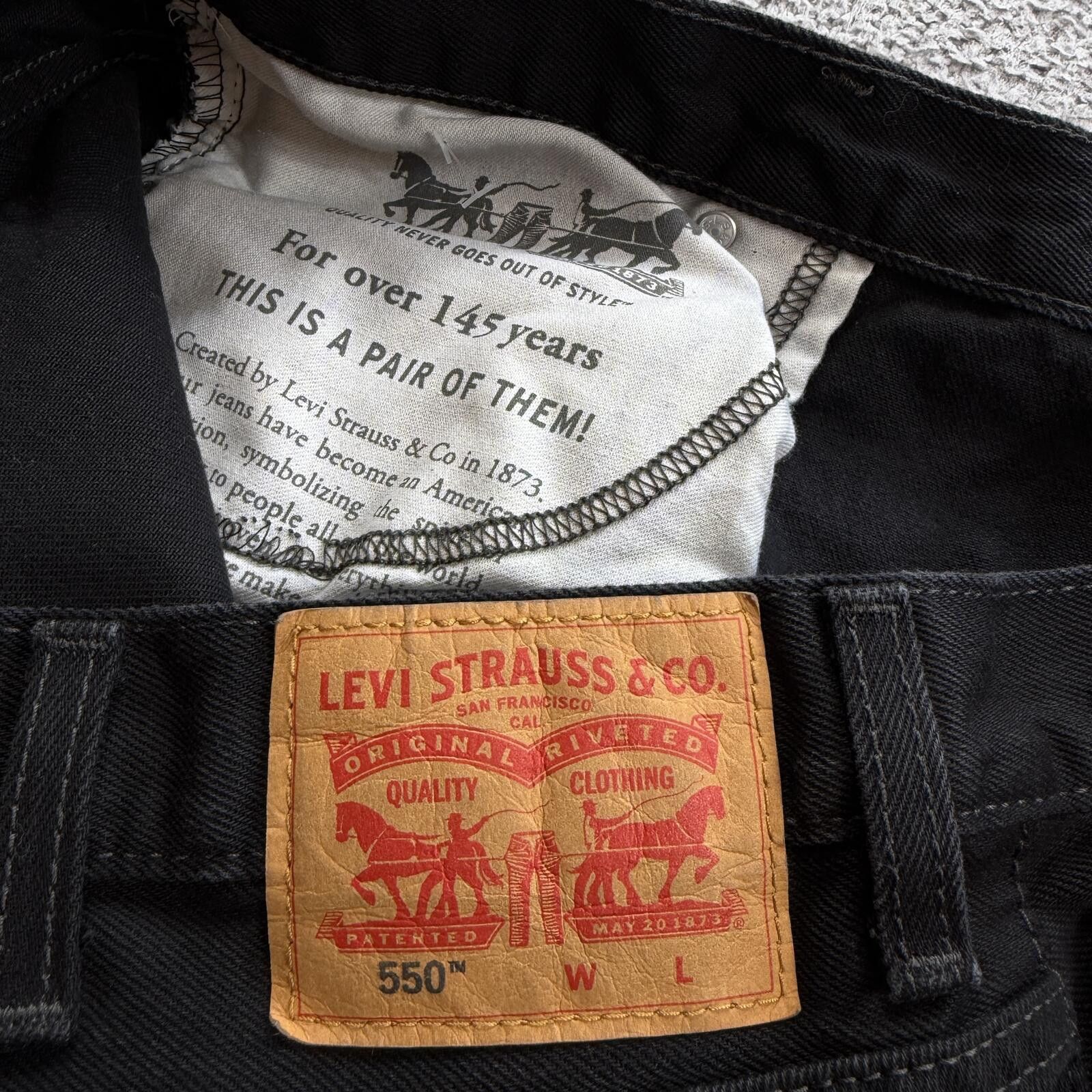 Levi's Levis 550 Black Relaxed Fit Jeans Mens 48x29 Faded Baggy Size US 44 / EU 60 - 5 Thumbnail