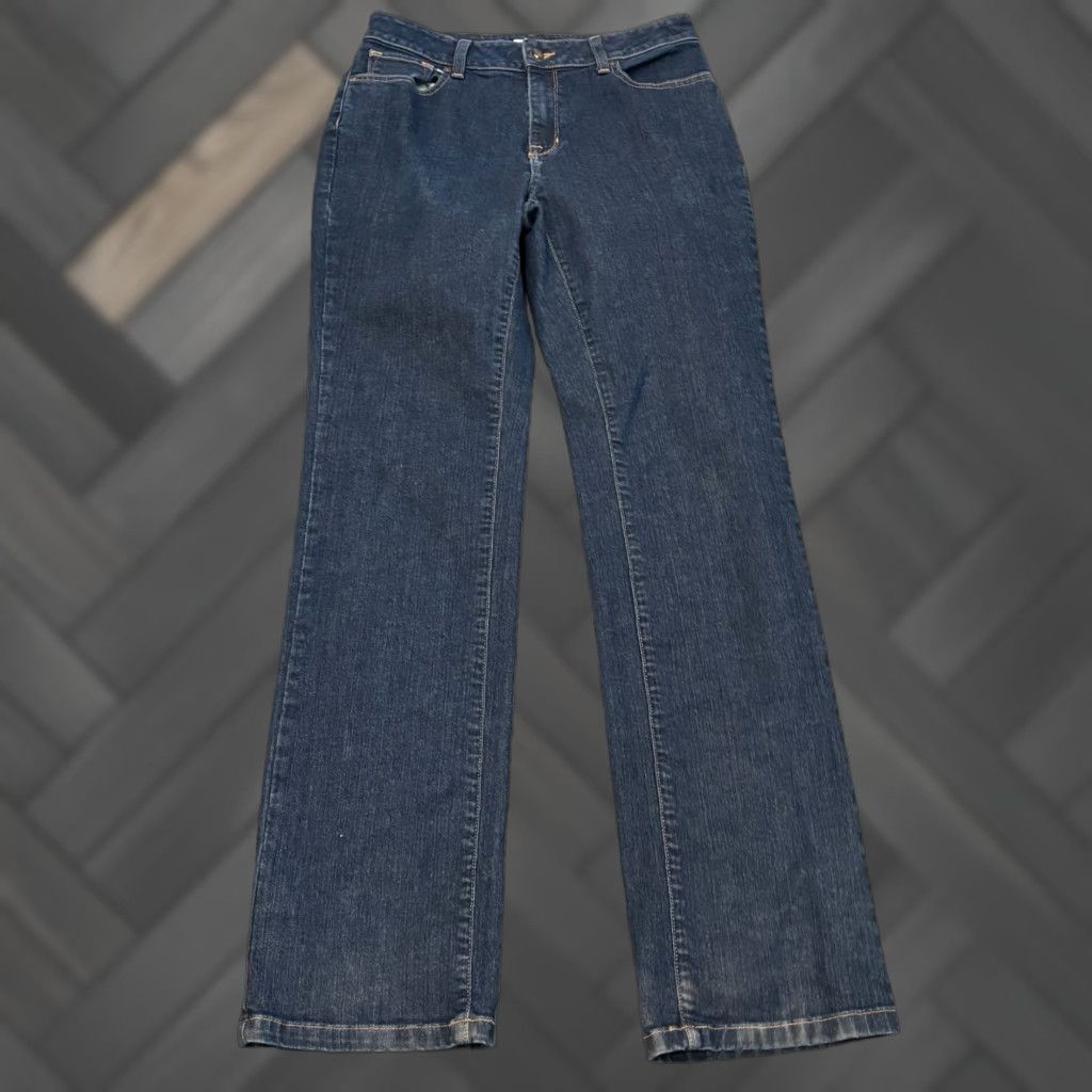 Vintage L.L. Bean Jeans Womens 8 Tall Classic Fit 5-Pocket Blue Denim Dark Wash Stretch Casual Size 30" / US 8 / IT 44 - 1 Thumbnail