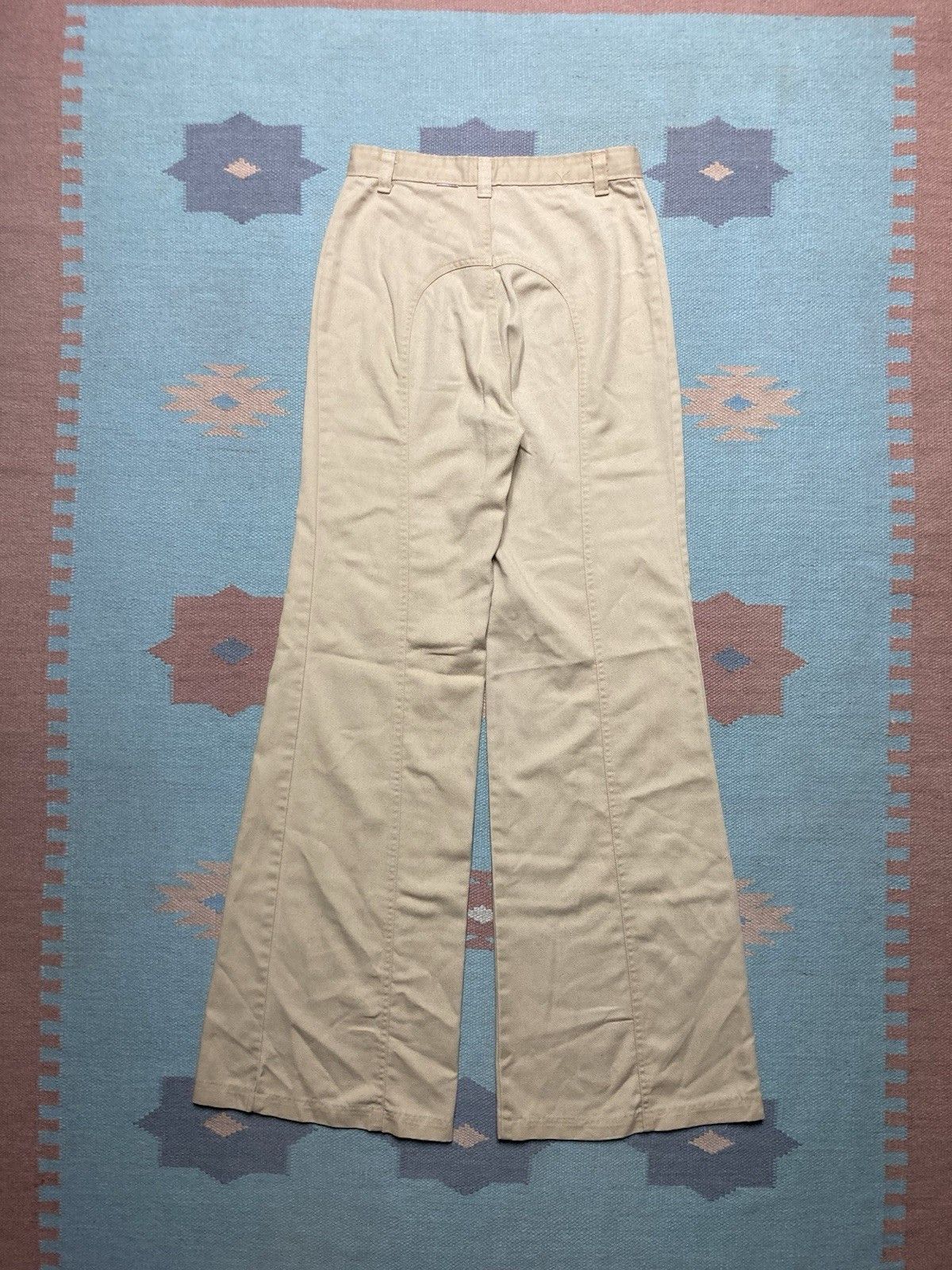 Vintage 1970s bell bottom pants elephant flare hippie khaki 27x33 Size 27" / US 4 / IT 40 - 7 Thumbnail