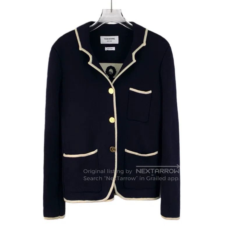 Thom Browne Thom Browne Blue navy blue anchor-patterned woolen collar Size XS / US 0-2 / IT 36-38 - 1 Thumbnail