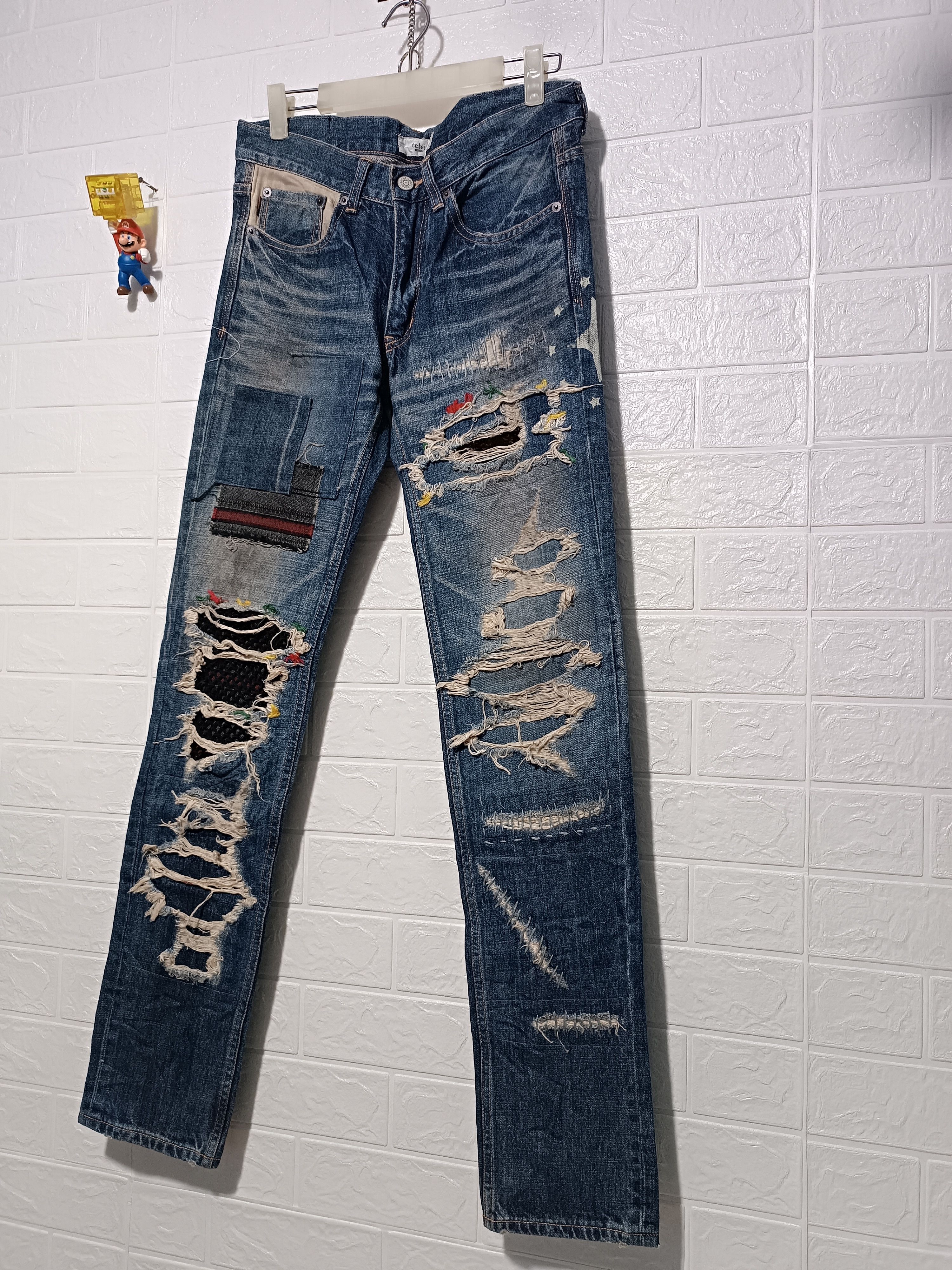 Japanese Brand Dead stock Japanese Art Patchwork Denim Skinny Denim Size US 29 - 3 Thumbnail