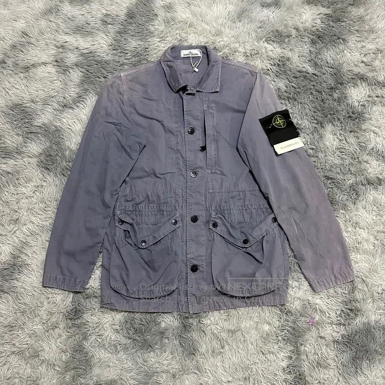 Stone Island Trench Coat Jacket Haze Blue and Washed Gra