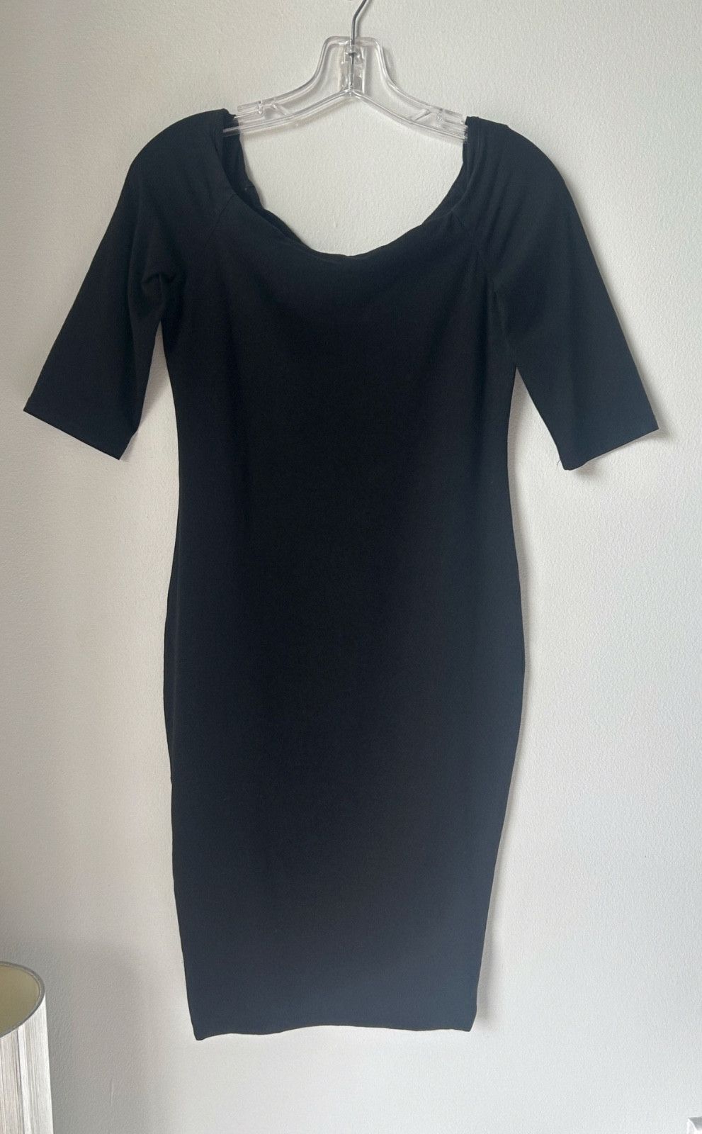 Other Forcast LBD Black Cotton Spandex Boat Neck Midi Dress Size S / US 4 / IT 40 - 1 Thumbnail