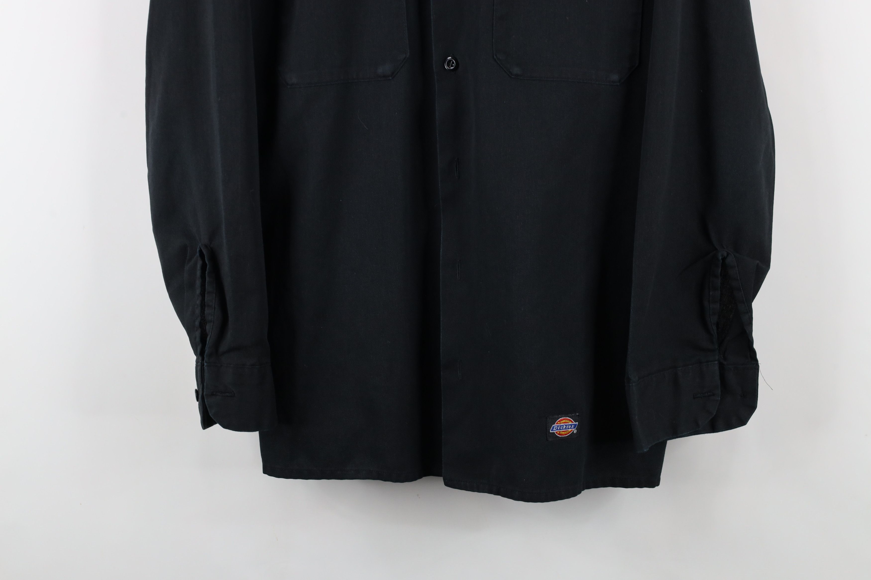 Dickies × Vintage Vintage 90s Dickies Thrashed Workwear Button Shirt Black USA Size US M / EU 48-50 / 2 - 3 Thumbnail