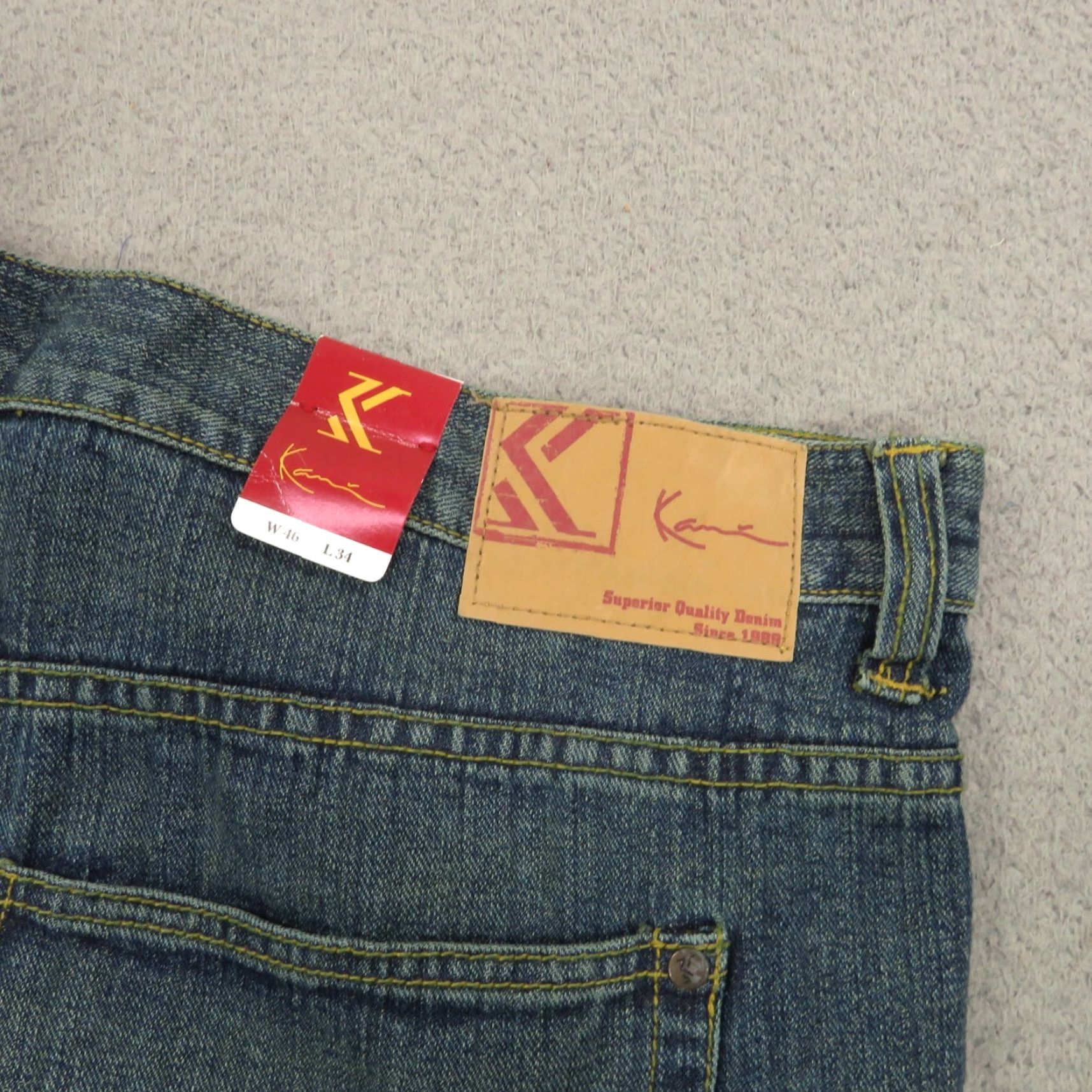 Karl Kani VINTAGE Karl Kani Jeans Men Baggy 46 Inseam 34 Wide-Leg 90s Grunge Hip Hop 11" Leg Opening Blue Denim 5-Pocket Mens Size US 30 / EU 46 - 6 Thumbnail