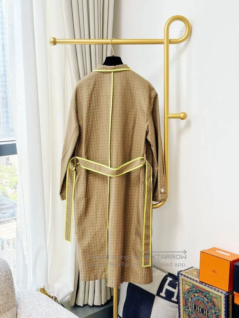 Hermes Hermes Brown and Green Color Block Long Coat Jacket Size XS / US 0-2 / IT 36-38 - 2 Thumbnail