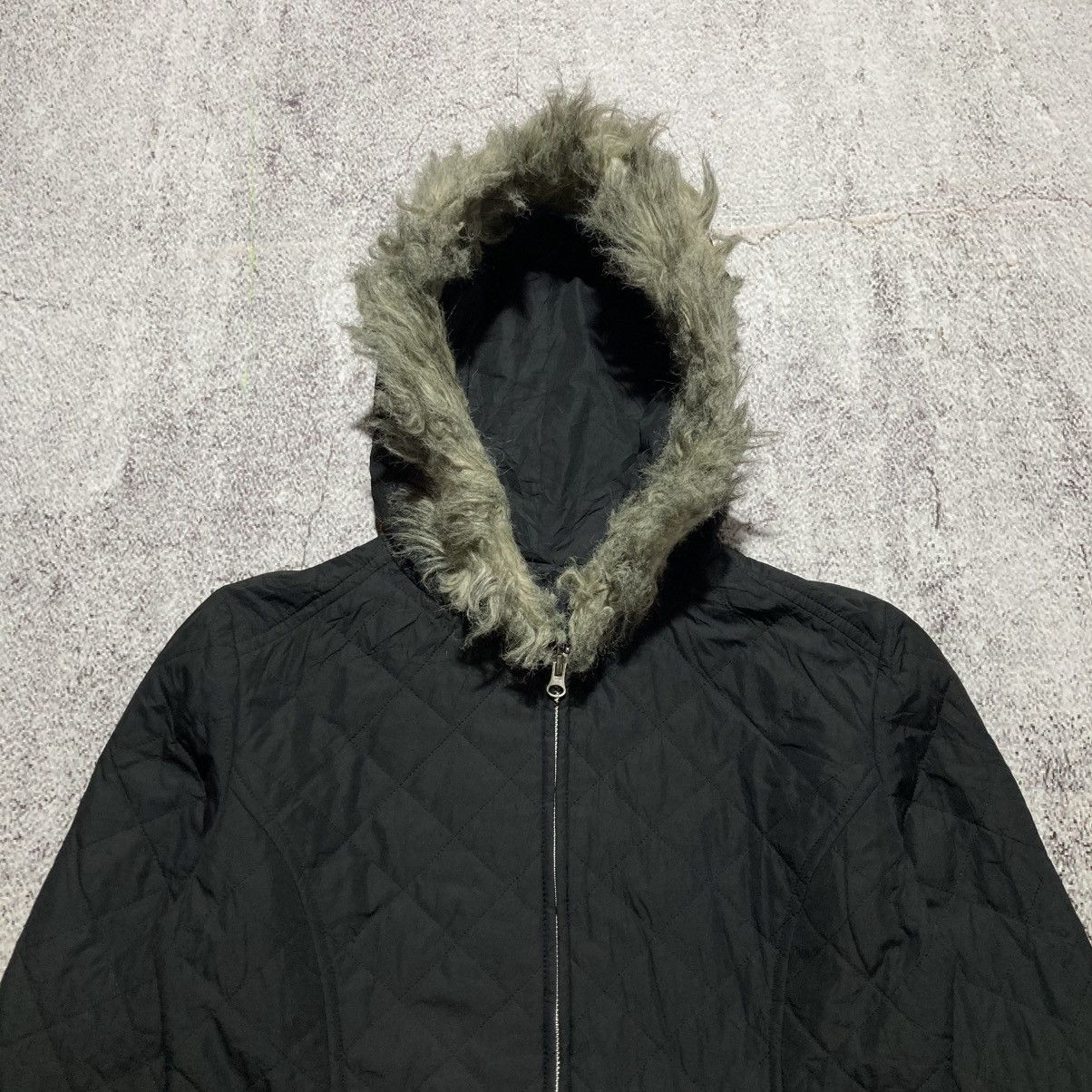 Uniqlo 2000s Uniqlo Winter Quilted Fur Trim Jacket Punk Style Size L / US 10 / IT 46 - 2 Thumbnail