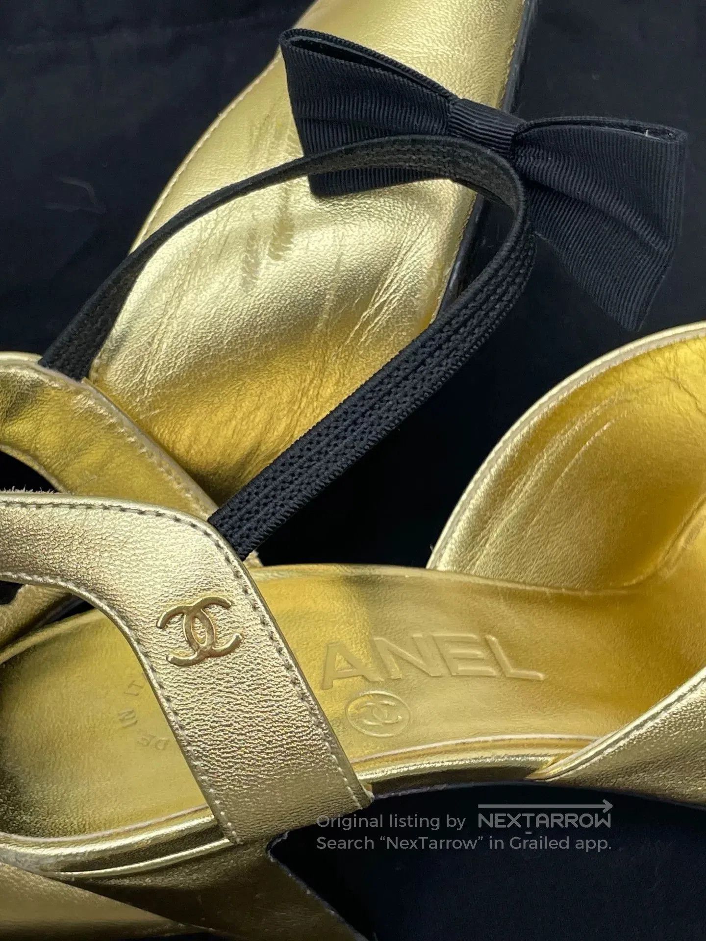 Chanel Chanel Runway Black Gold Bow Block Heels. Size US 5.5 / IT 35.5 - 5 Thumbnail