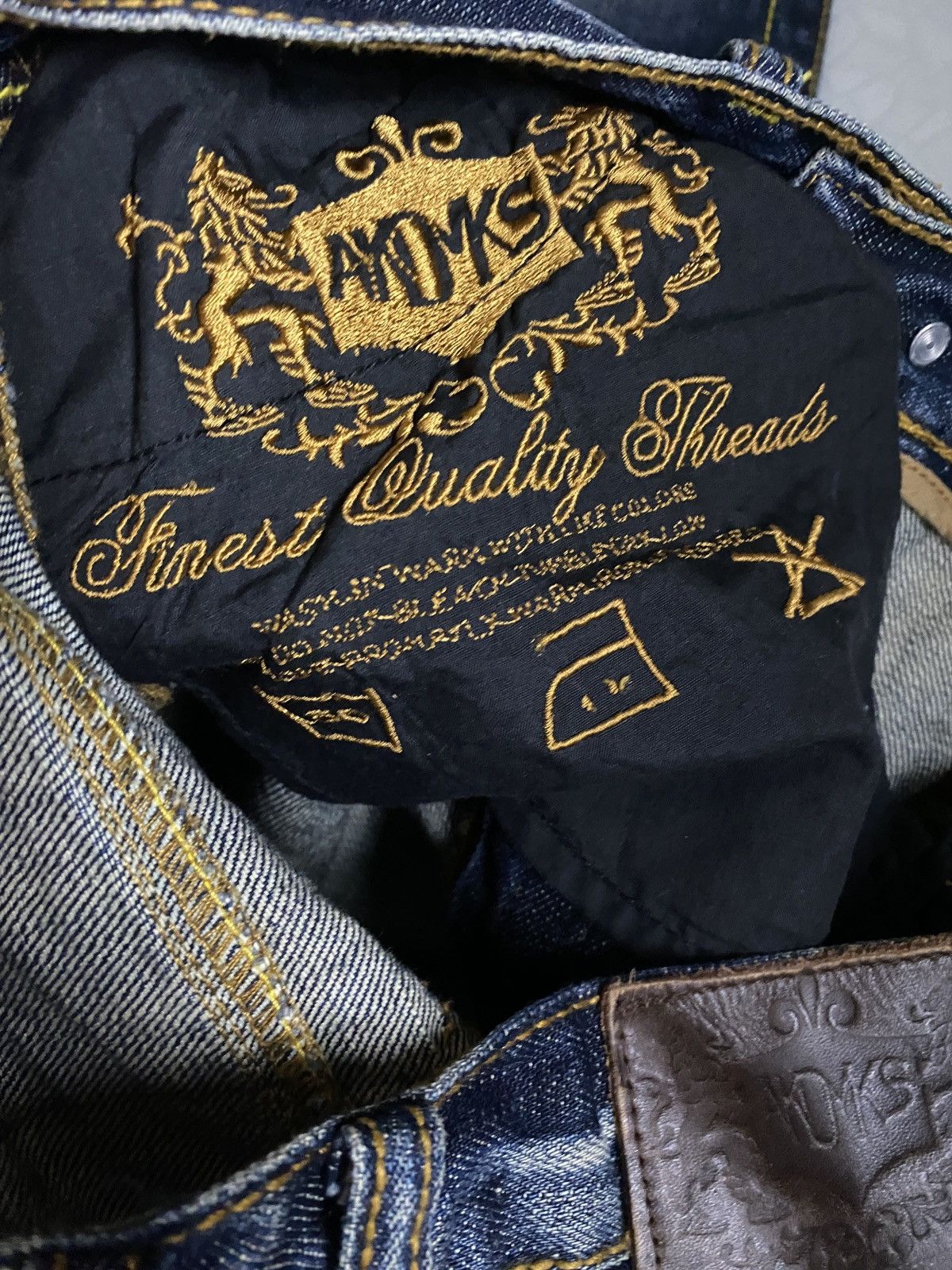 If Six Was Nine 2000's Akademiks Flared Tribal Seawash Jeans Size US 34 / EU 50 - 15 Thumbnail
