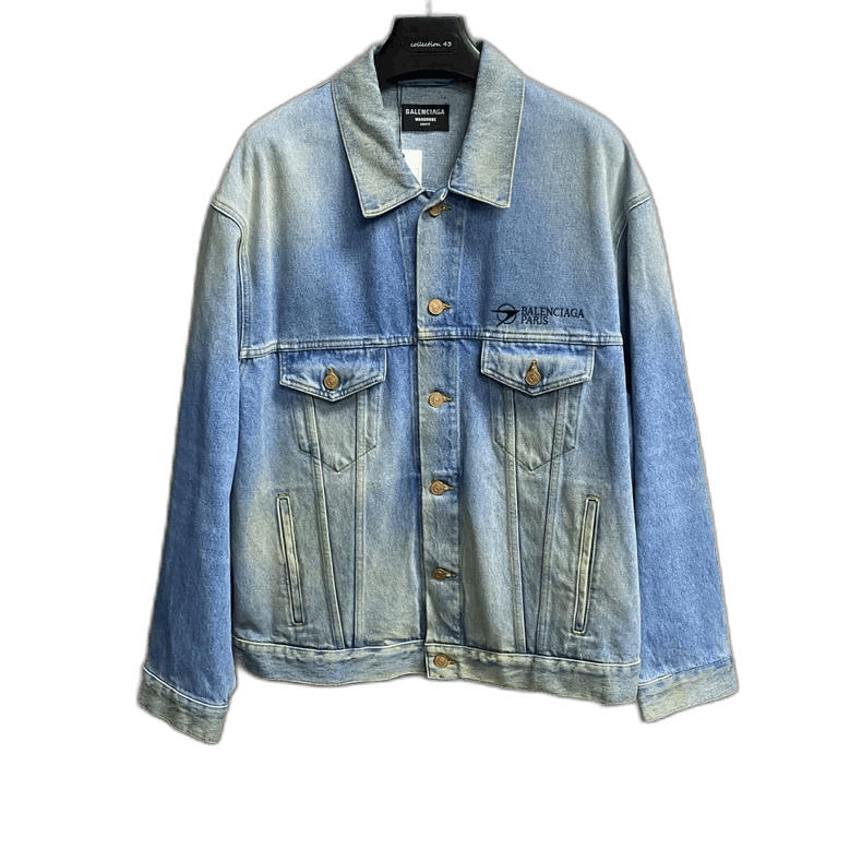 Balenciaga Balenciaga Blue Embroidered Logo Denim Jacket-2505 Size US XS / EU 42 / 0 - 1 Thumbnail