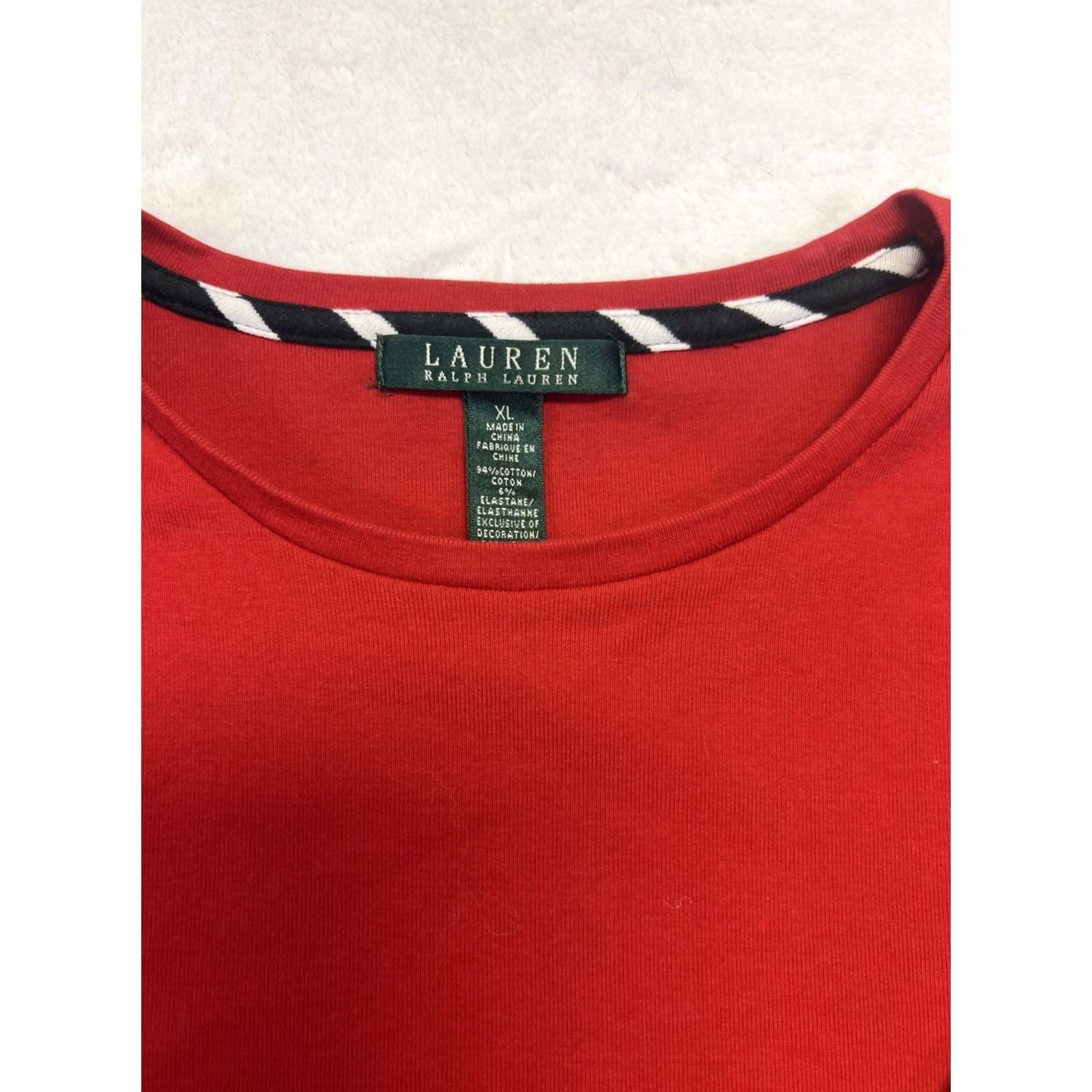 Ralph Lauren Lauren Ralph Lauren Womens XL Red Long Sleeve Crewneck Cotton Knit Top Logo Shirt Size XL / US 12-14 / IT 48-50 - 7 Thumbnail