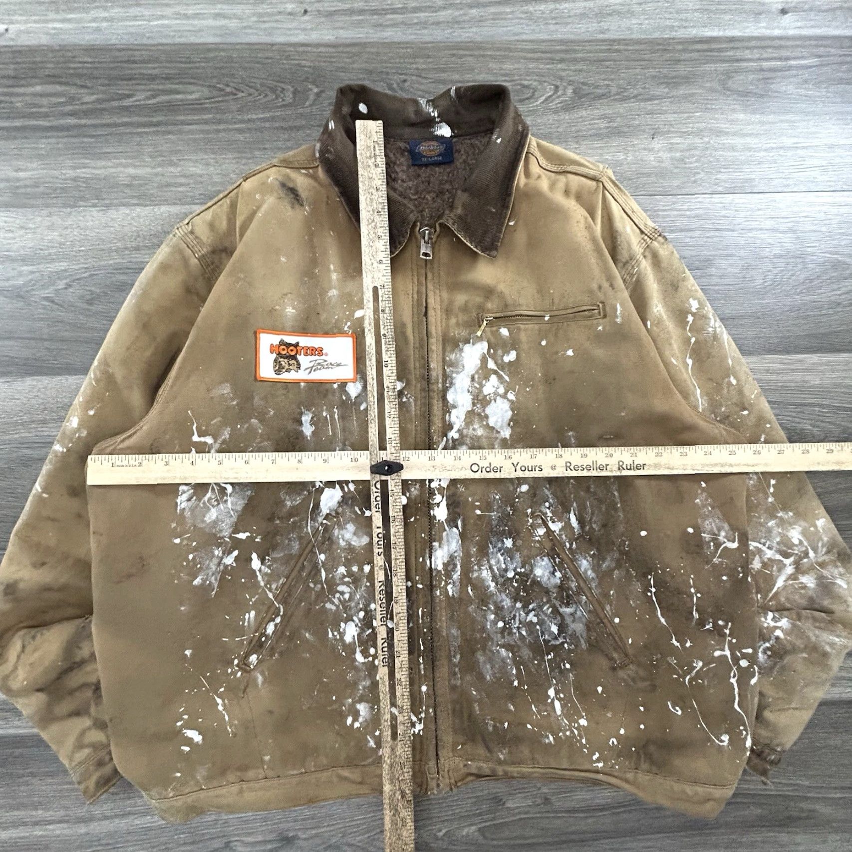 Dickies VINTAGE Dickies Hooters Detroit Jacket 2XL Adult Brown Wool Lined Flannel Bomber Full Zip Racing 90s Men Size US XXL / EU 58 / 5 - 5 Thumbnail
