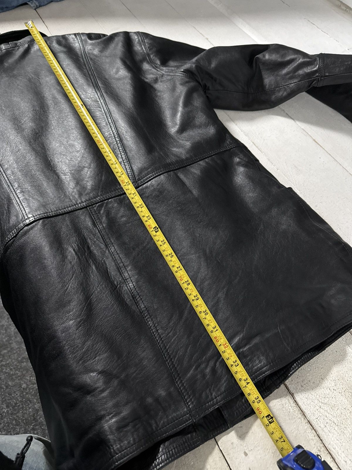Genuine Leather Avant Garde 90s Vintage Italian Leather Coat Shearling Lined Size US XL / EU 56 / 4 - 18 Thumbnail