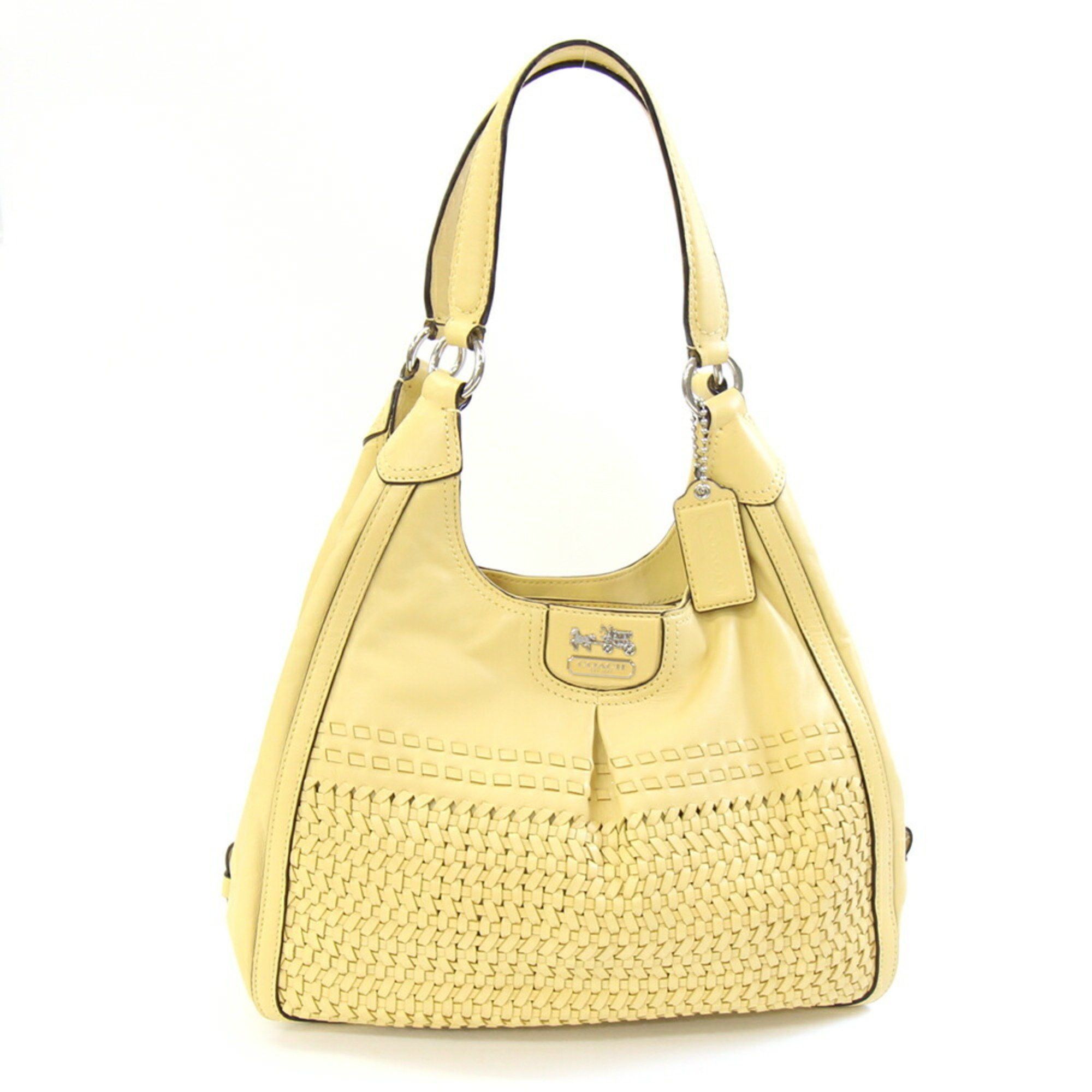 Coach Madison Woven Maggie Shoulder Bag 23385 Yellow Leather
