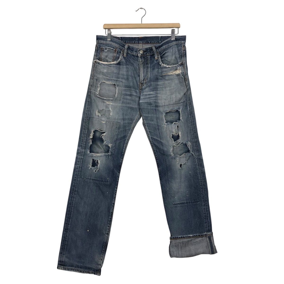 Japanese Brand 📌Rebel Vintage Denim Jeans Distressed Style Edwin Japan Size US 32 / EU 48 - 14 Thumbnail