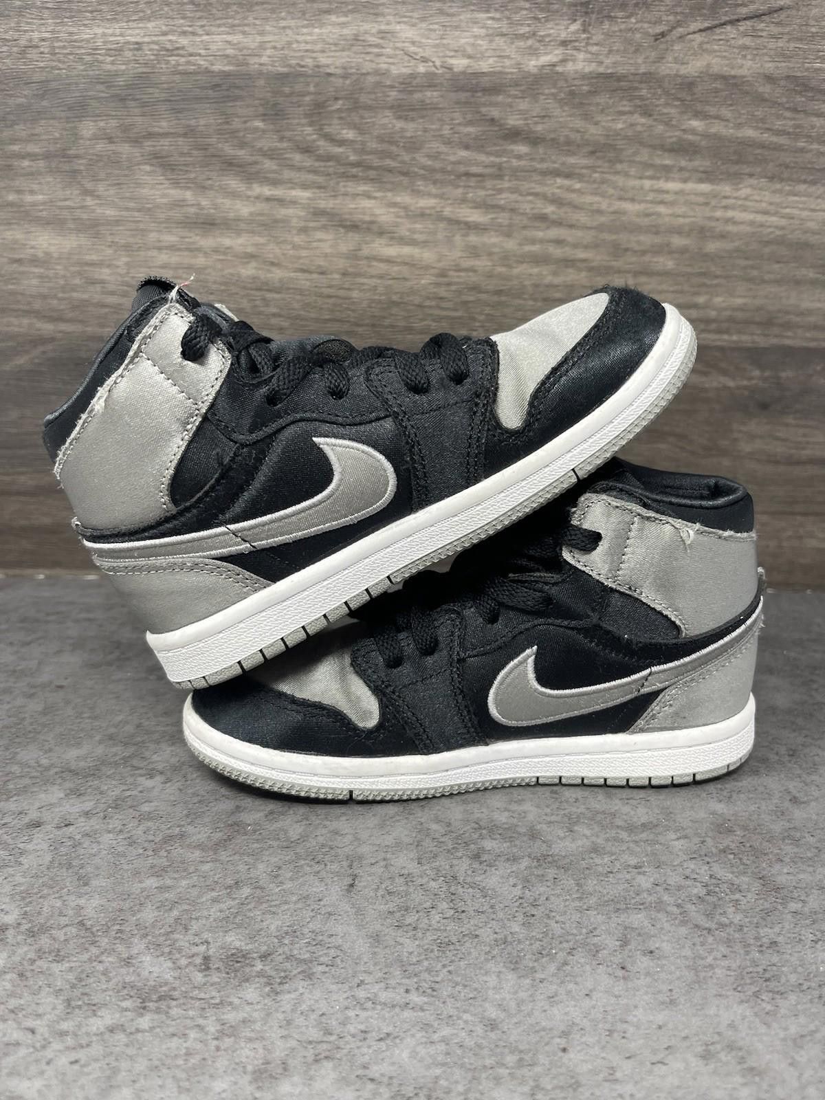 Jordan Brand Air Jordan 1 Satin Shadow PS Kids Size 10C Silver Black Size US 5 / EU 37 - 2 Thumbnail