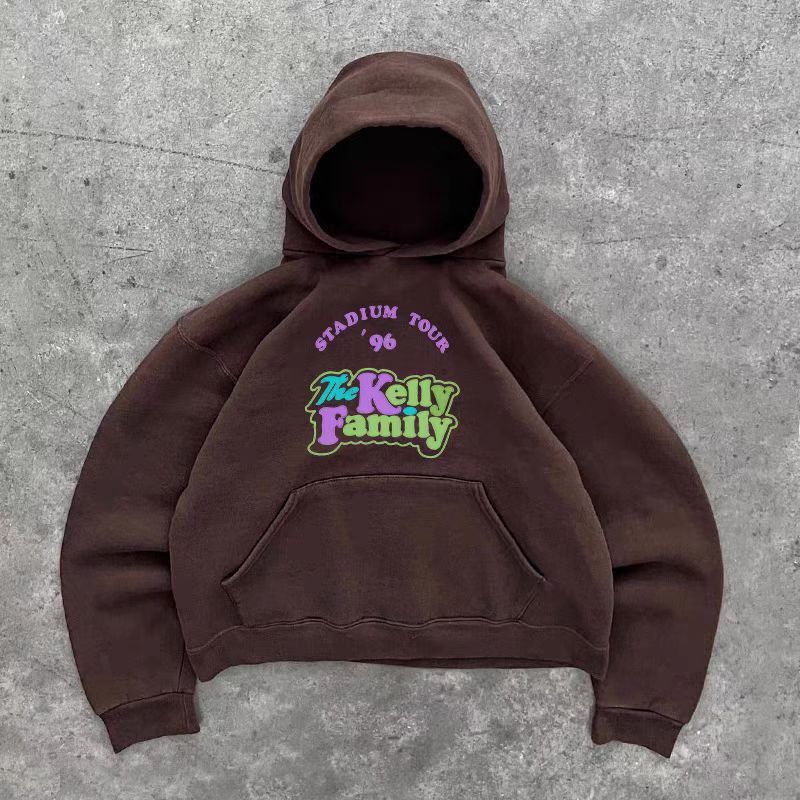Japanese Brand × Vintage Brown street casual retro print loose hoodie Size US L / EU 52-54 / 3 - 1 Thumbnail