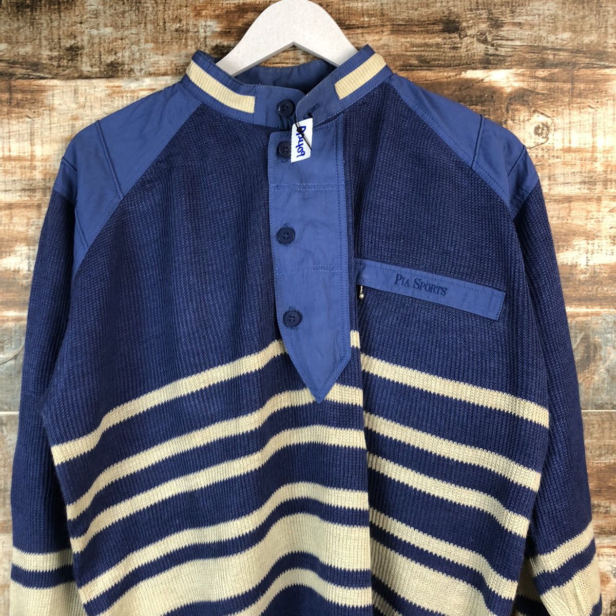 Japanese Brand Pia Sport Blue vintage knitwear Sweather #A2409 Size US L / EU 52-54 / 3 - 5 Thumbnail