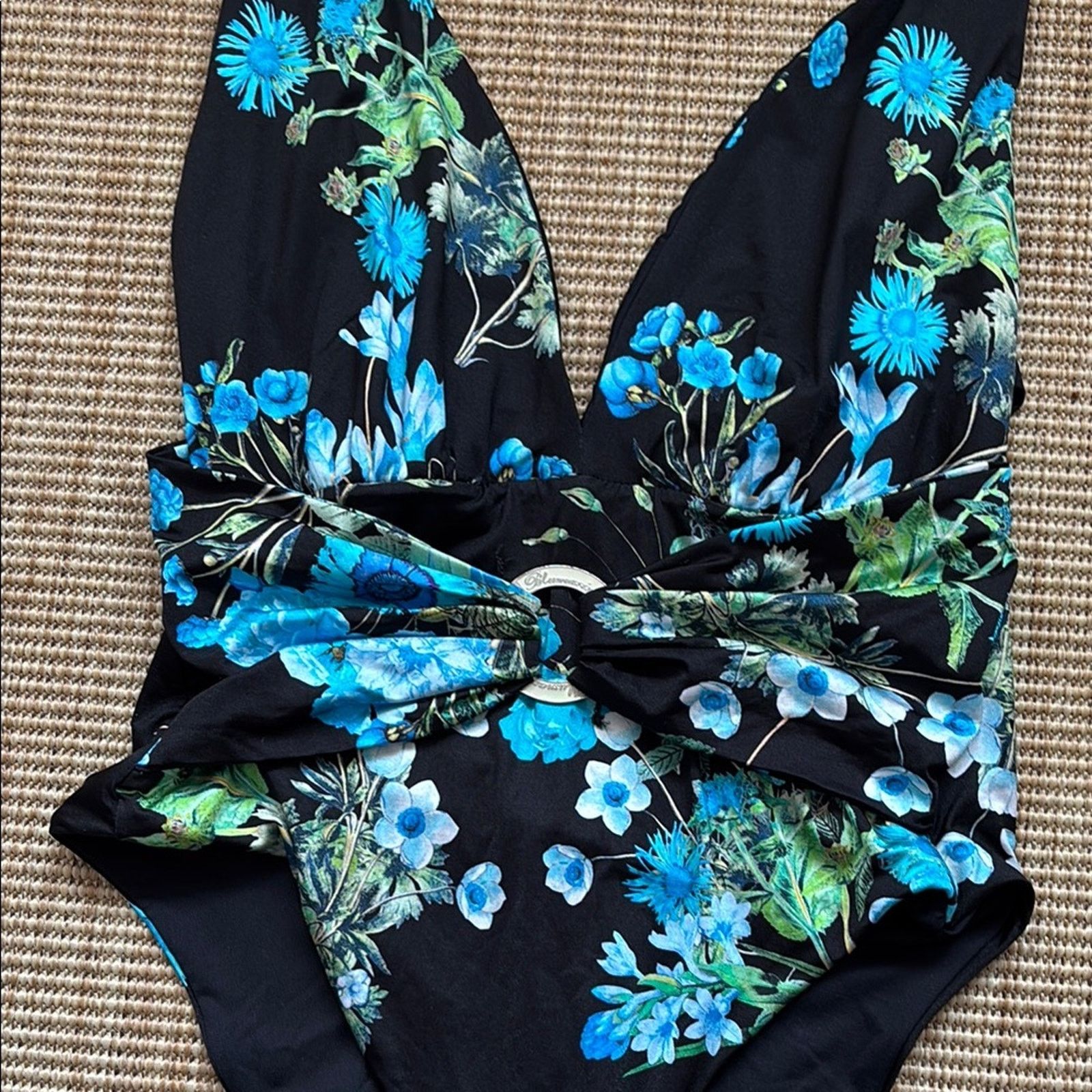 Blumarine NWT Blumarine Black and Blue One Piece Swimsuit Floral L Size ONE SIZE - 5 Thumbnail