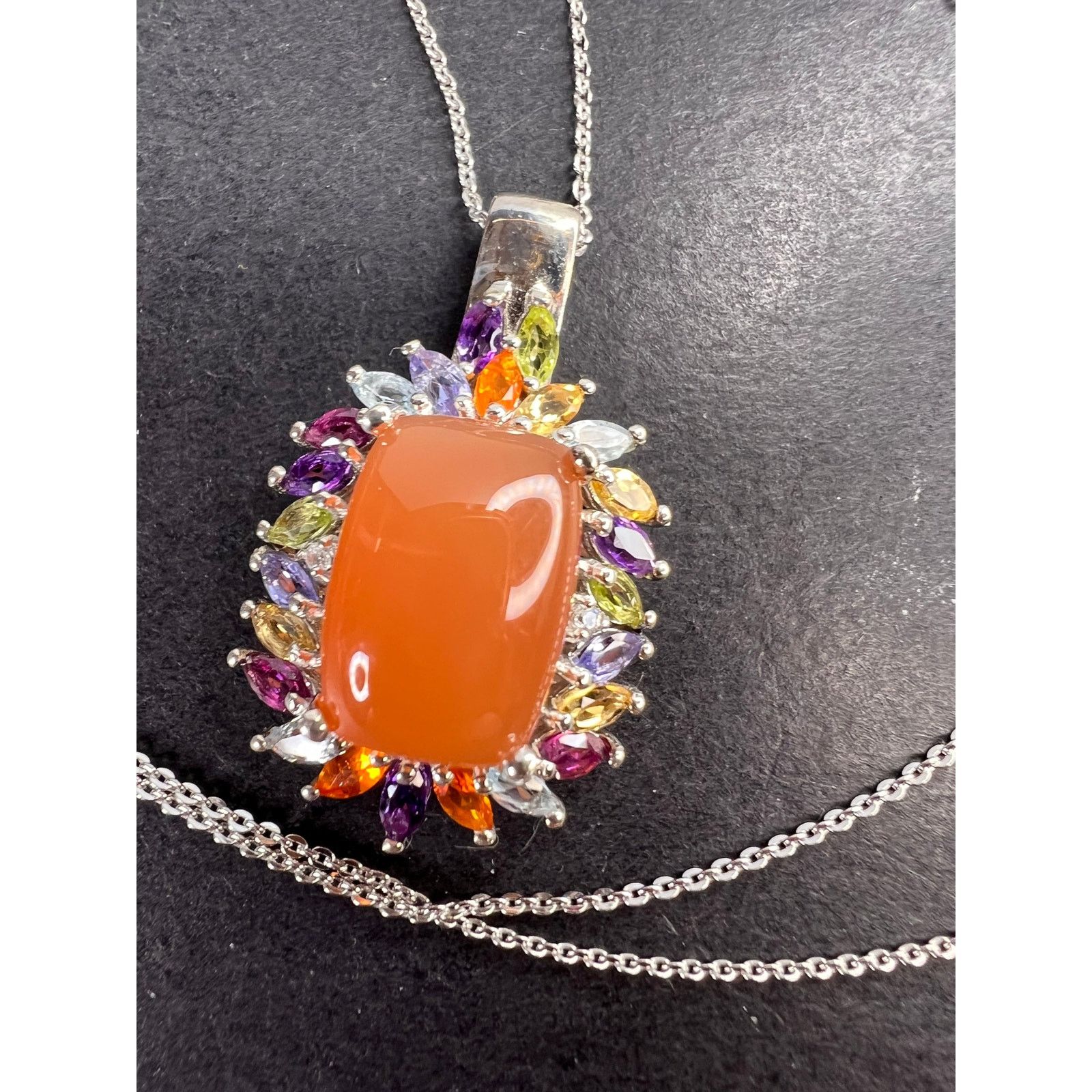 Other Peach moonstone necklace in platinum over sterling silver Size ONE SIZE - 1 Thumbnail