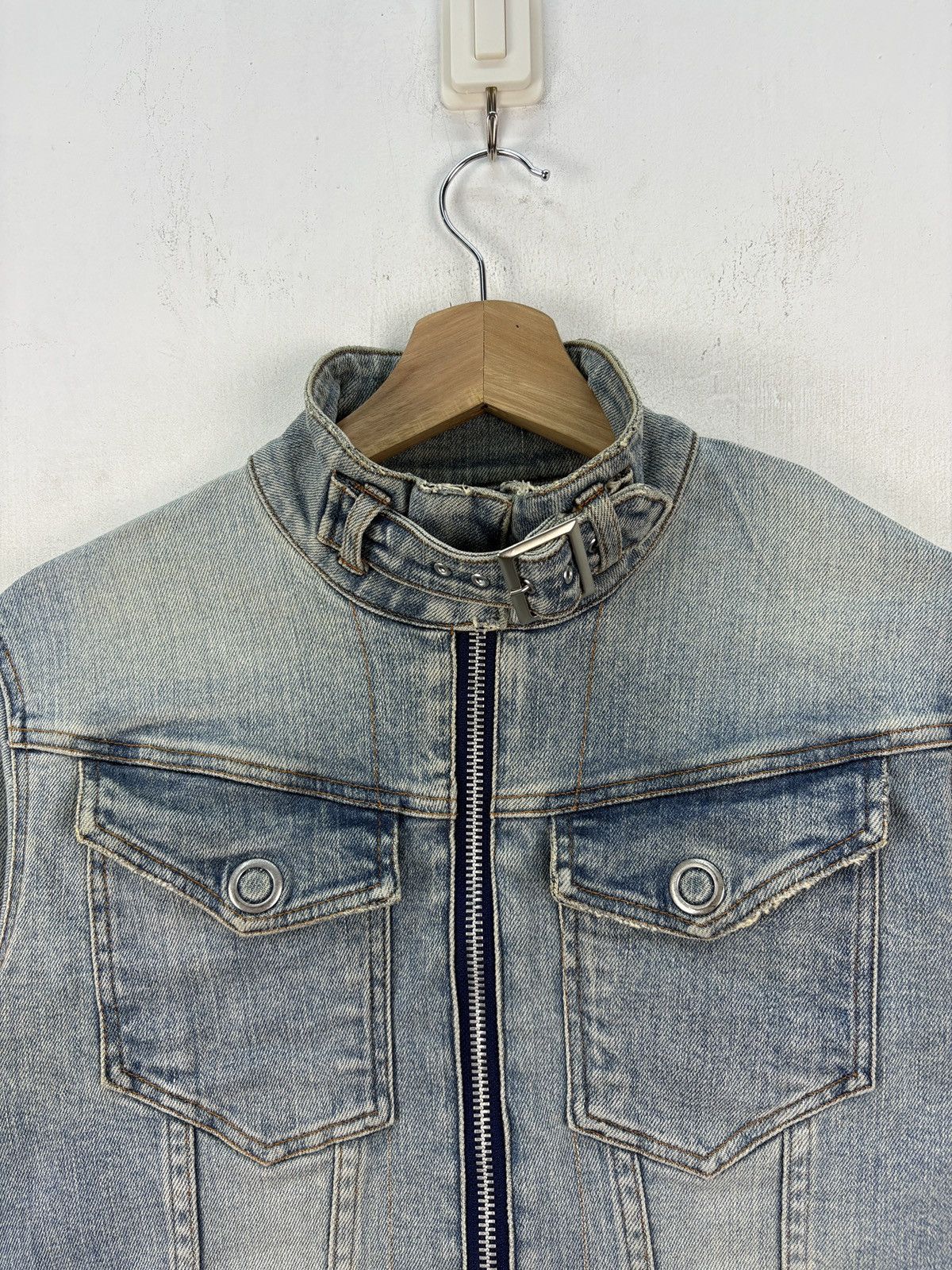 Japanese Brand Vintage japanese rider denim jacket faded wash motorsport Size US M / EU 48-50 / 2 - 2 Thumbnail