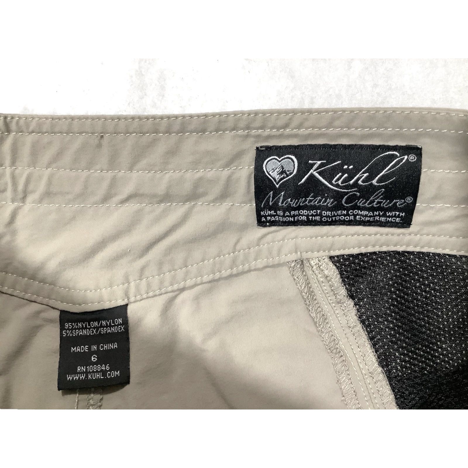 Vintage Kuhl Pants Cropped Women’s Beige Nylon 6 Drawstring Inseam 21 in Casual Hiking Size 28" / US 6 / IT 42 - 5 Thumbnail