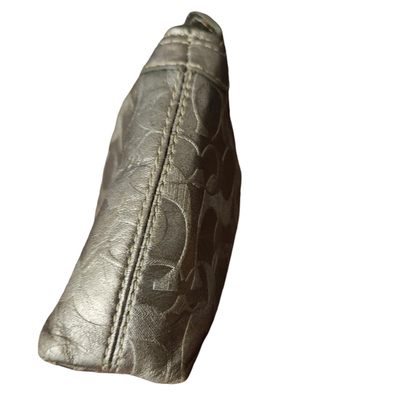 Coach Stylish Coach Leather Pouch in Metallic Gray Size ONE SIZE - 4 Thumbnail
